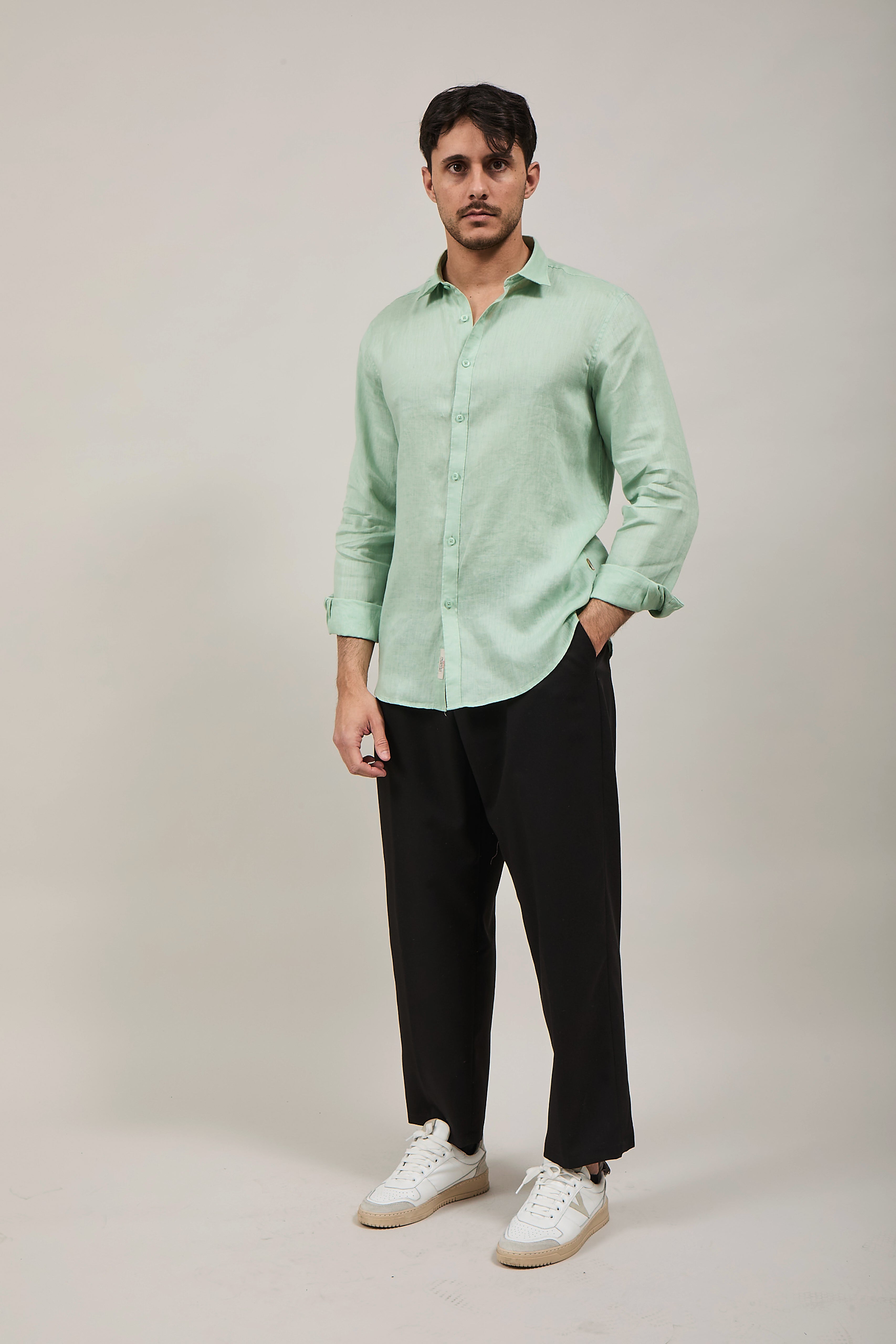 Camicia Gianni Lupo Lino 7619 Menta