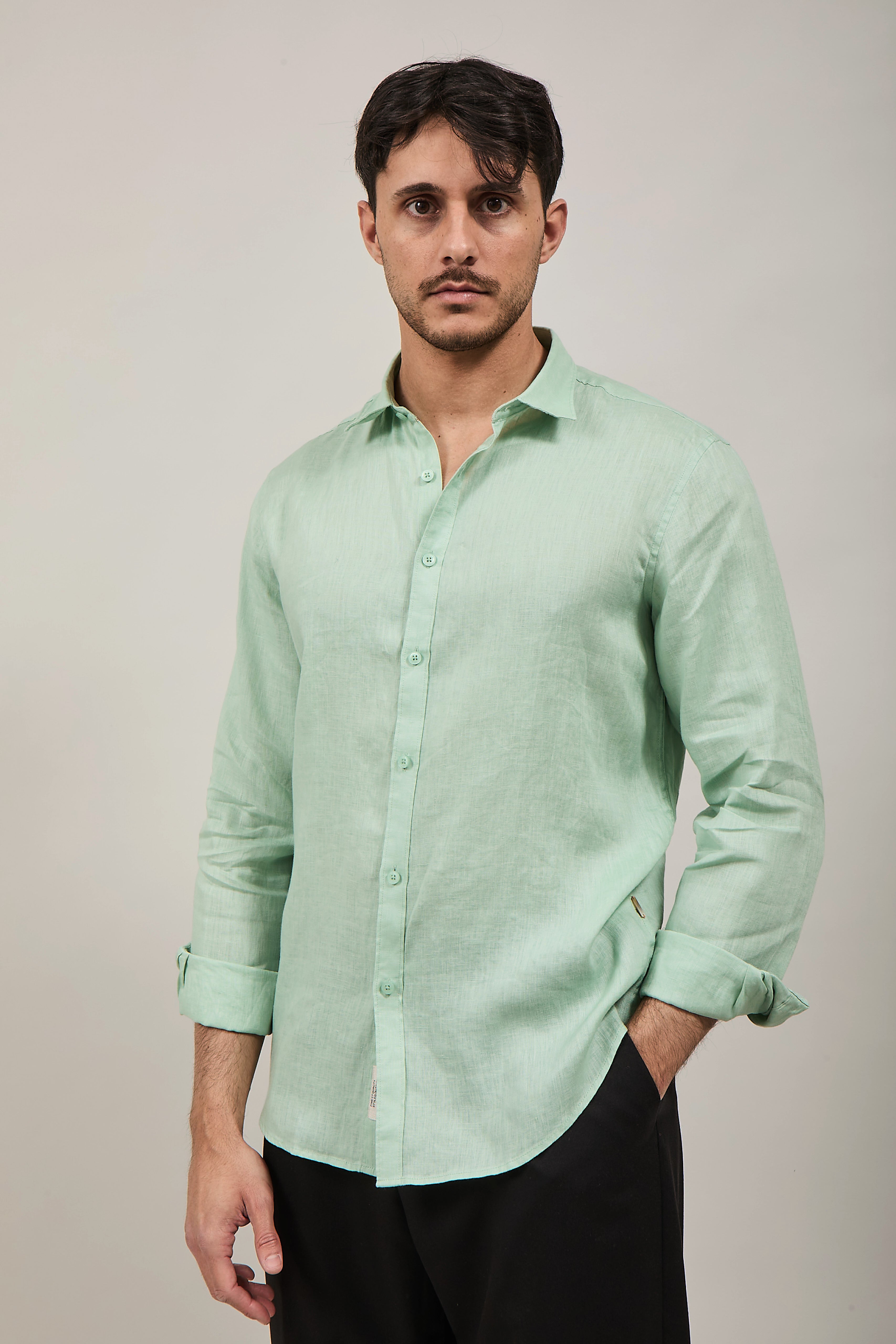 Camicia Gianni Lupo Lino 7619 Menta