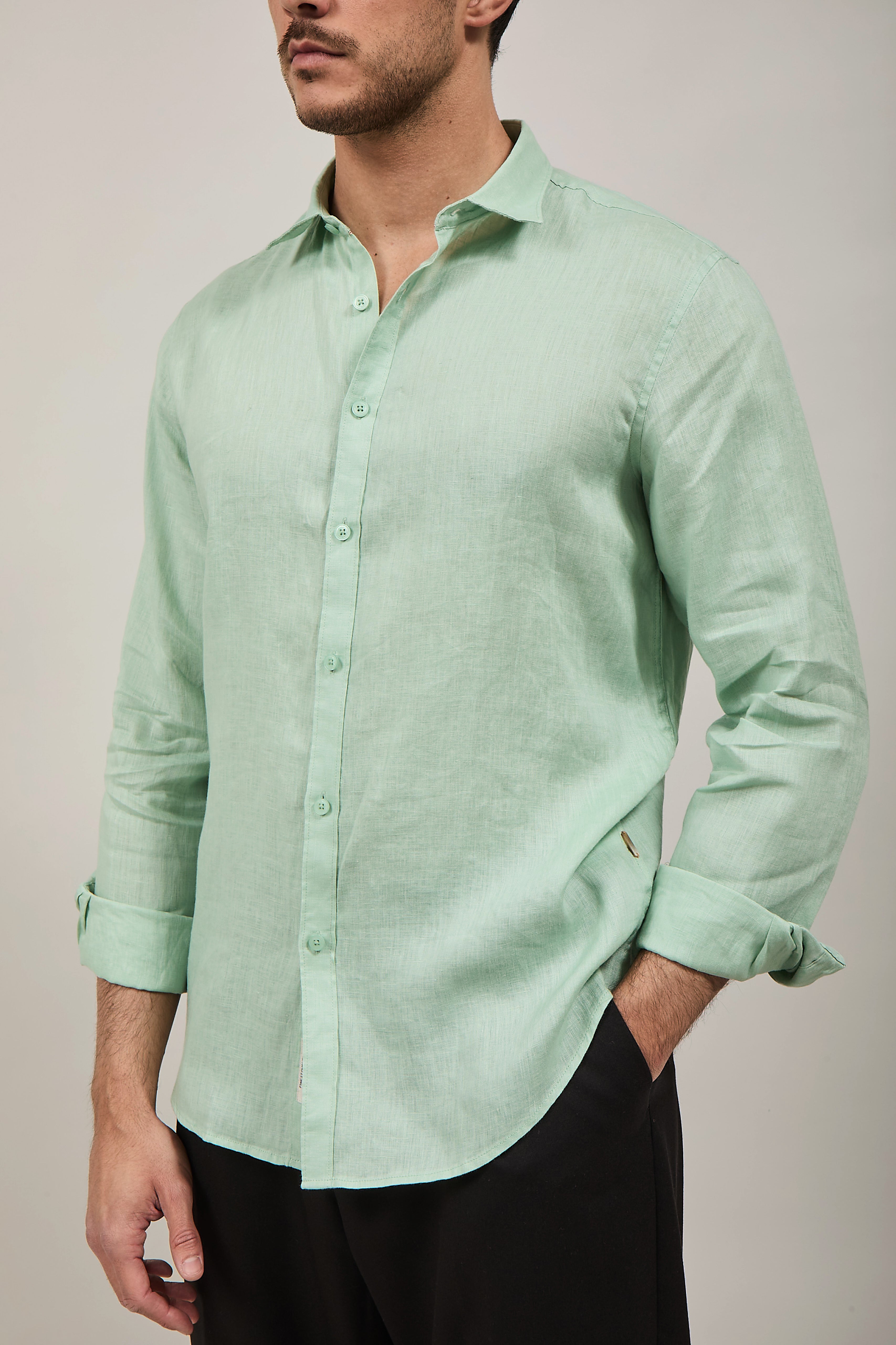 Camicia Gianni Lupo Lino 7619 Menta