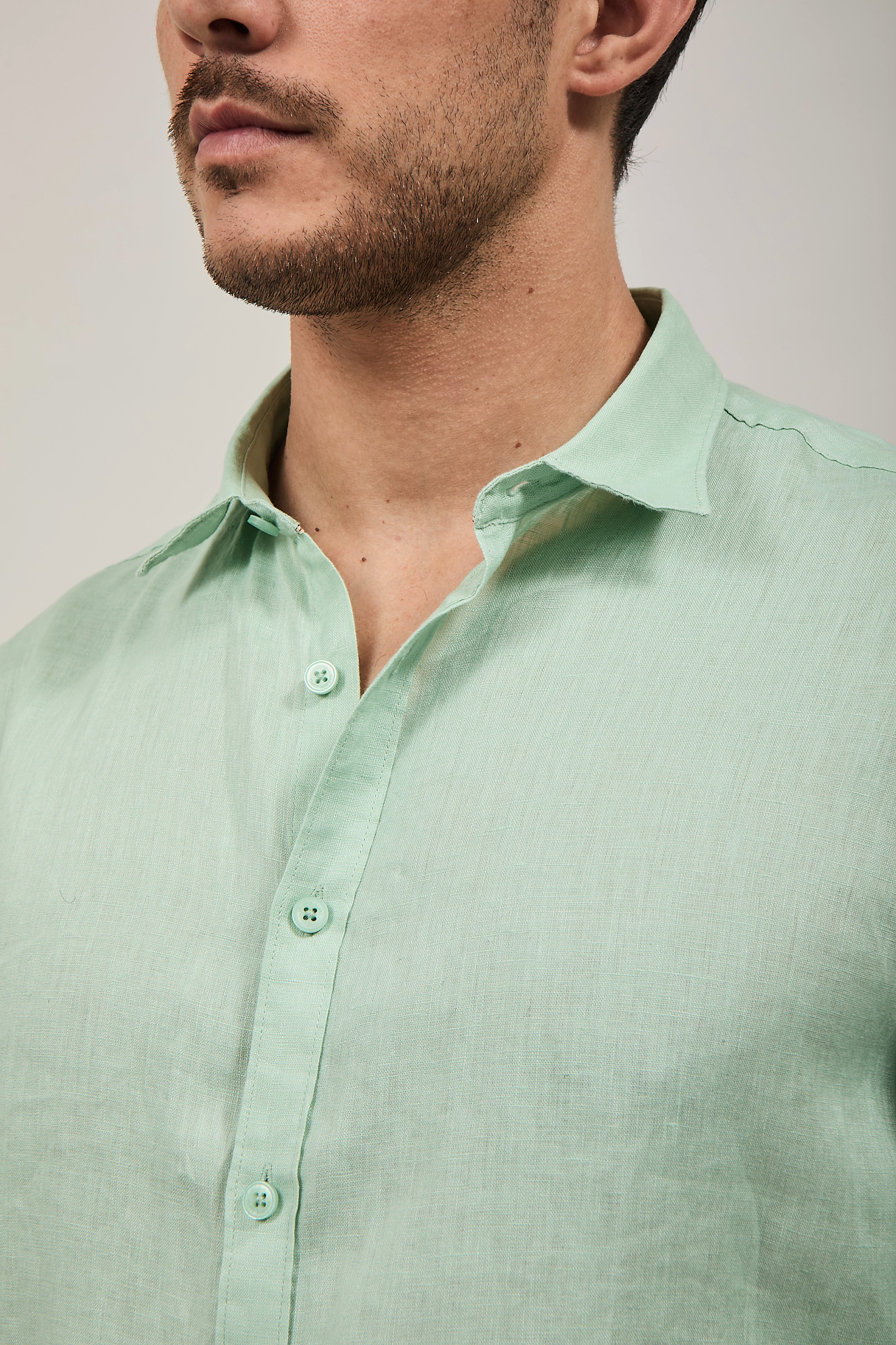 Camicia Gianni Lupo Lino 7619 Menta
