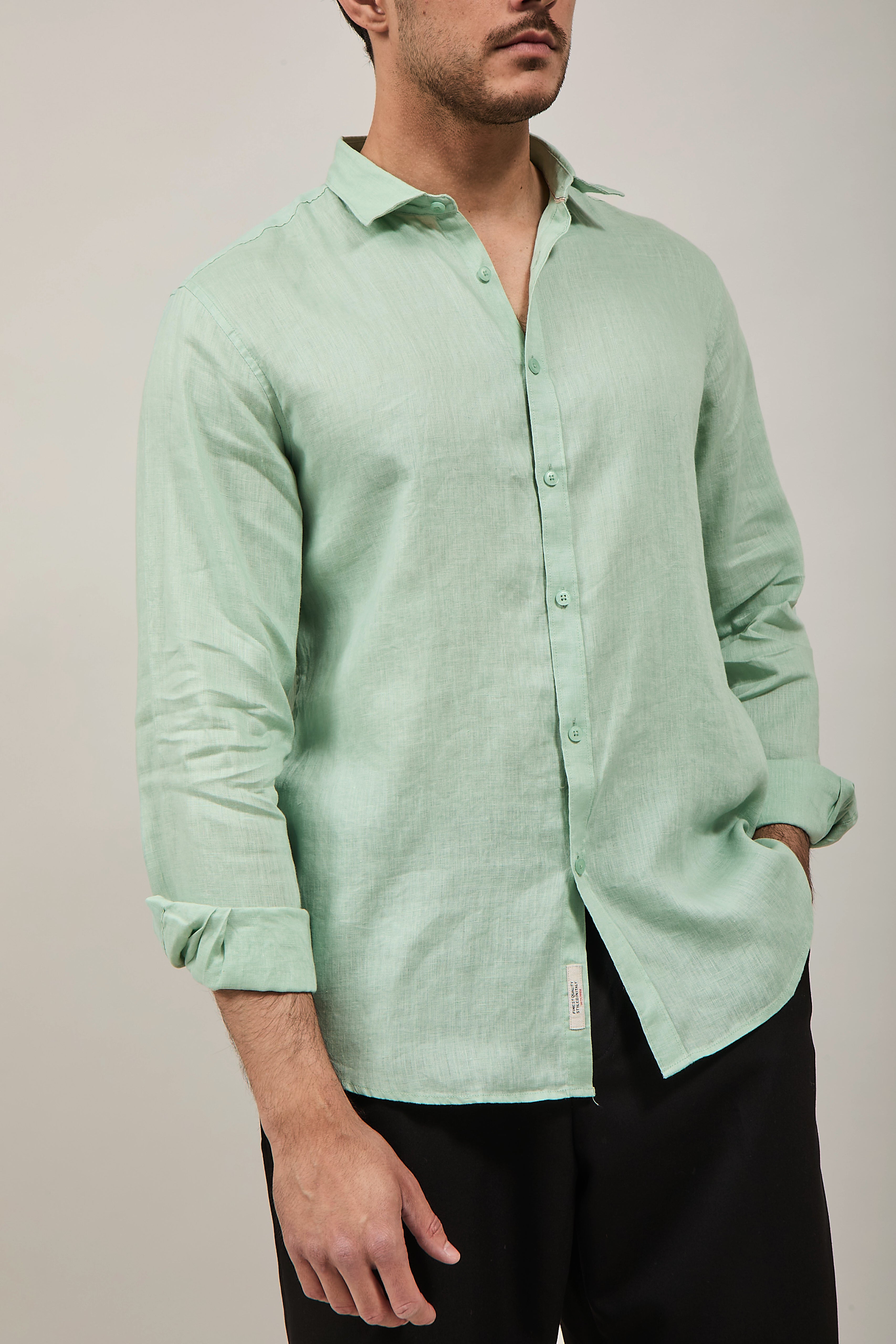 Camicia Gianni Lupo Lino 7619 Menta