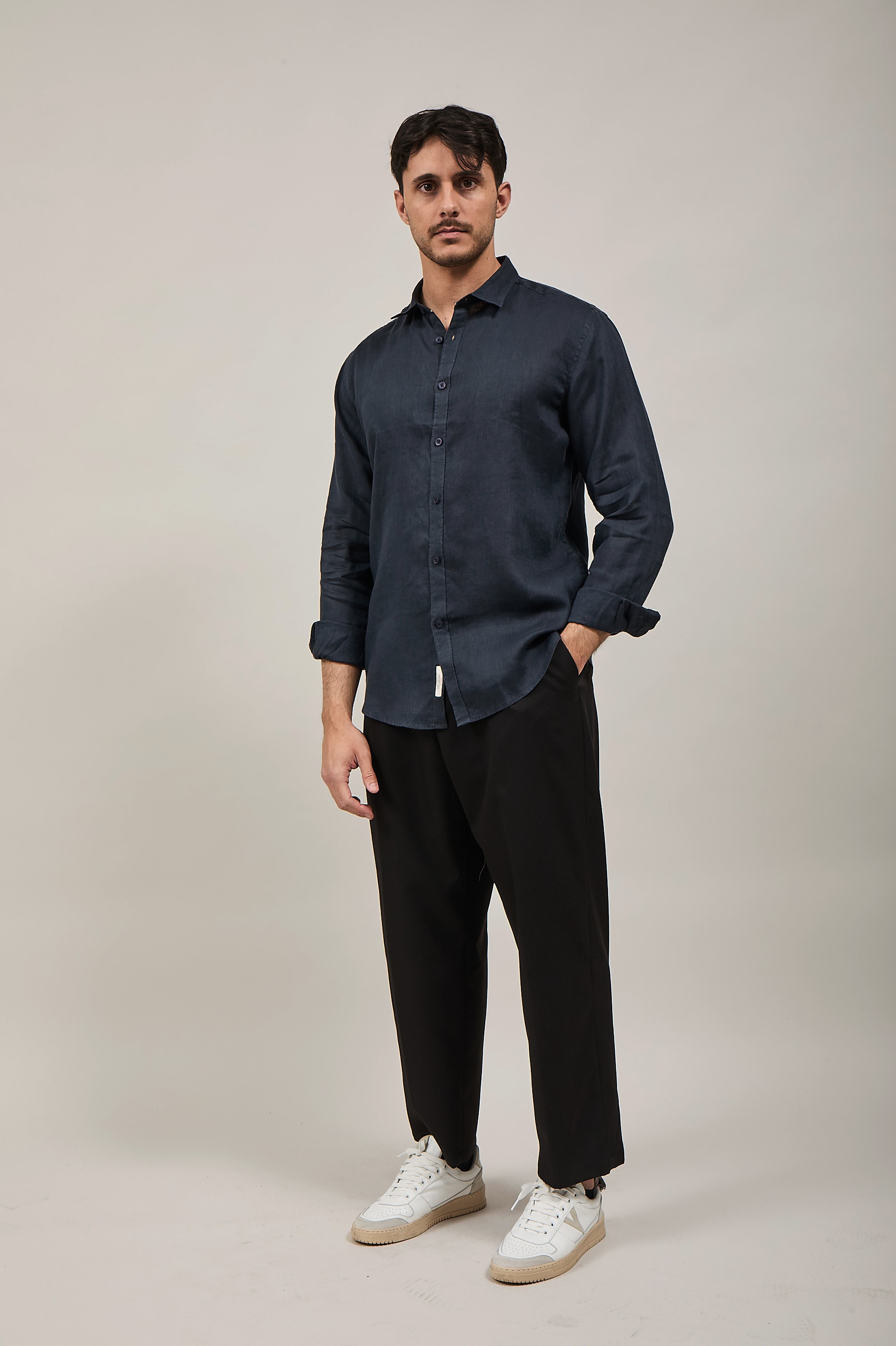 Camicia Gianni Lupo Lino 7619 Navy