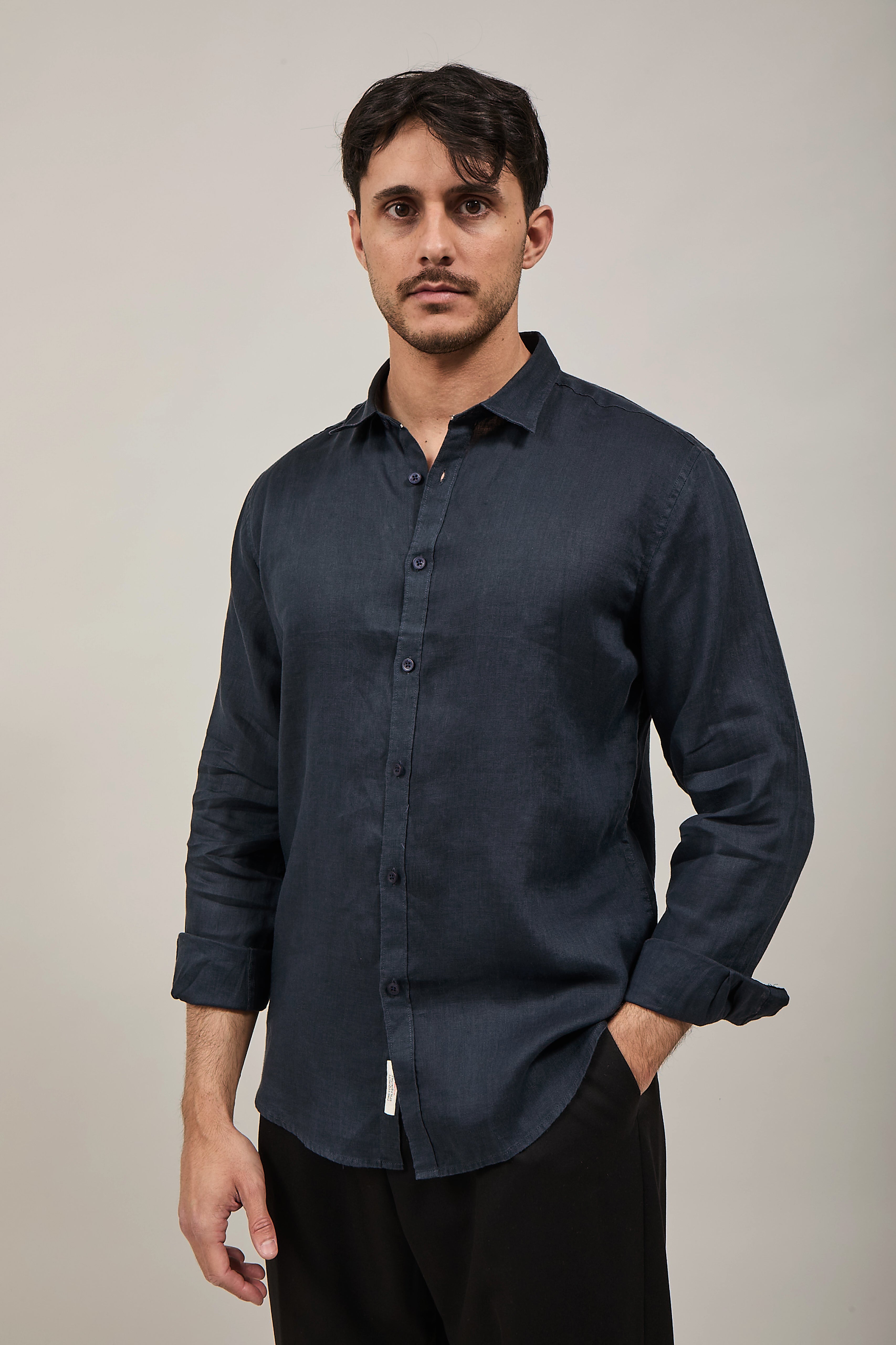 Camicia Gianni Lupo Lino 7619 Navy