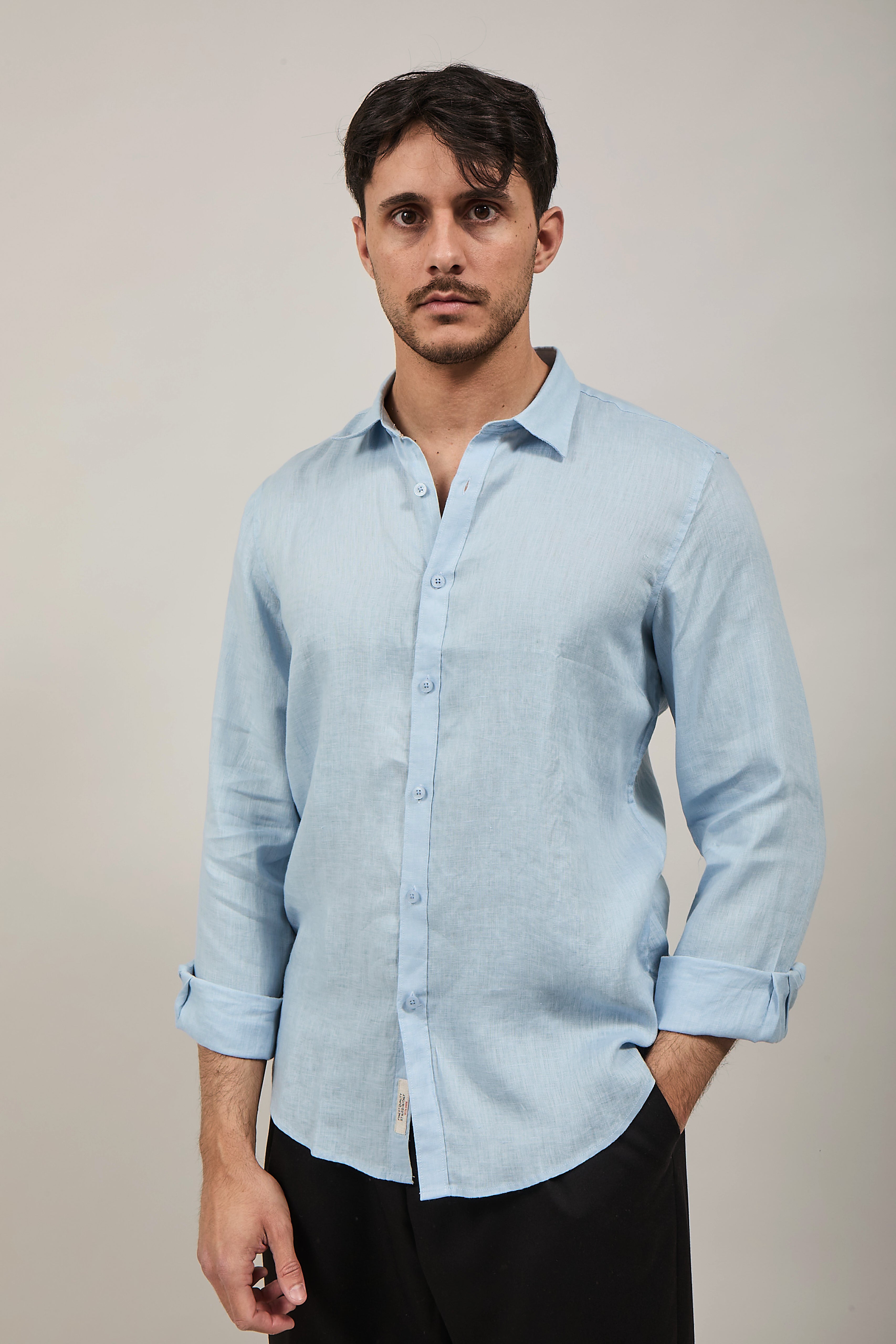 Camicia Gianni Lupo Lino 7619 Sky