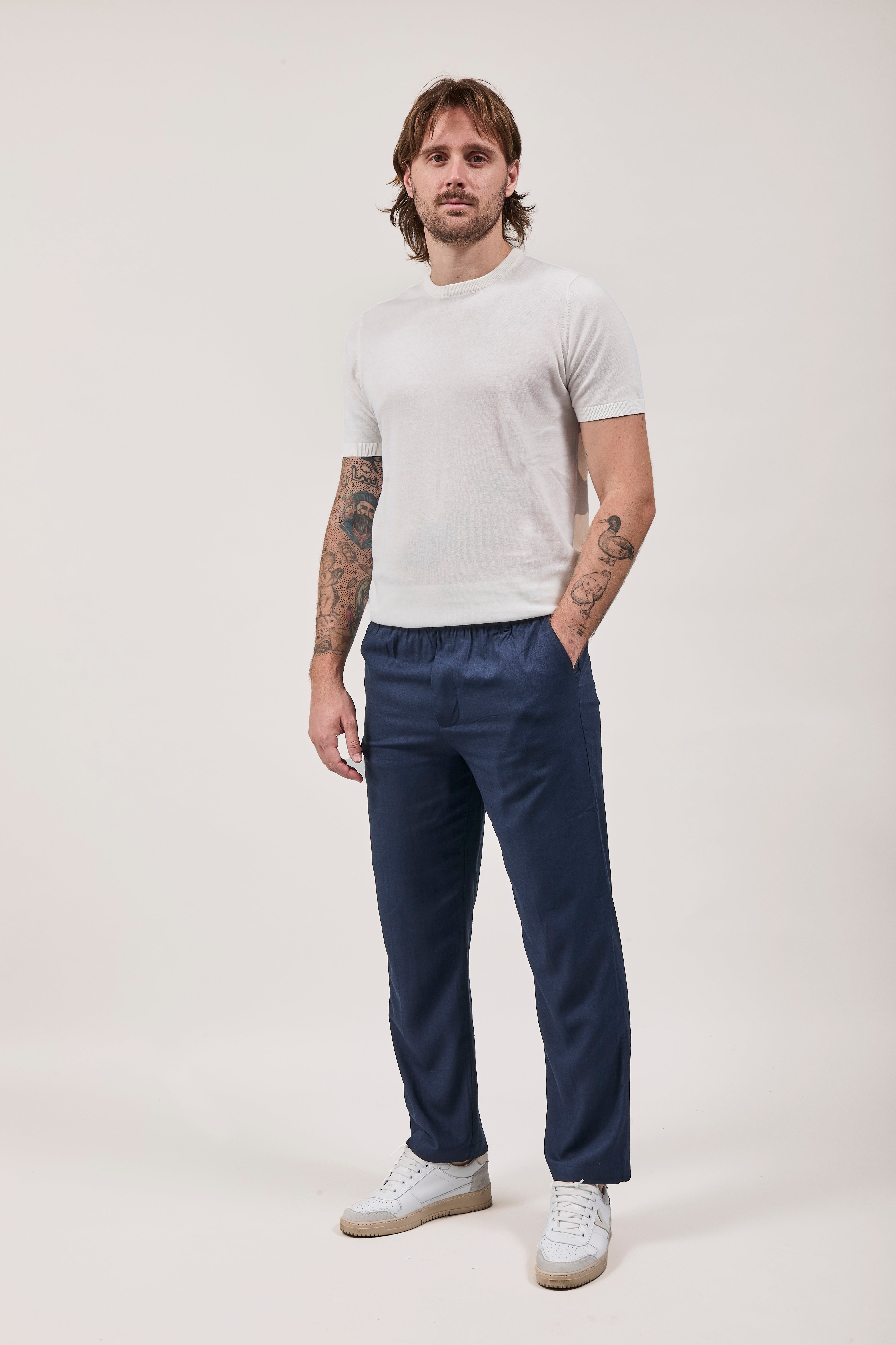 Pantalaccio Why Not Brand Lino Blu PL93