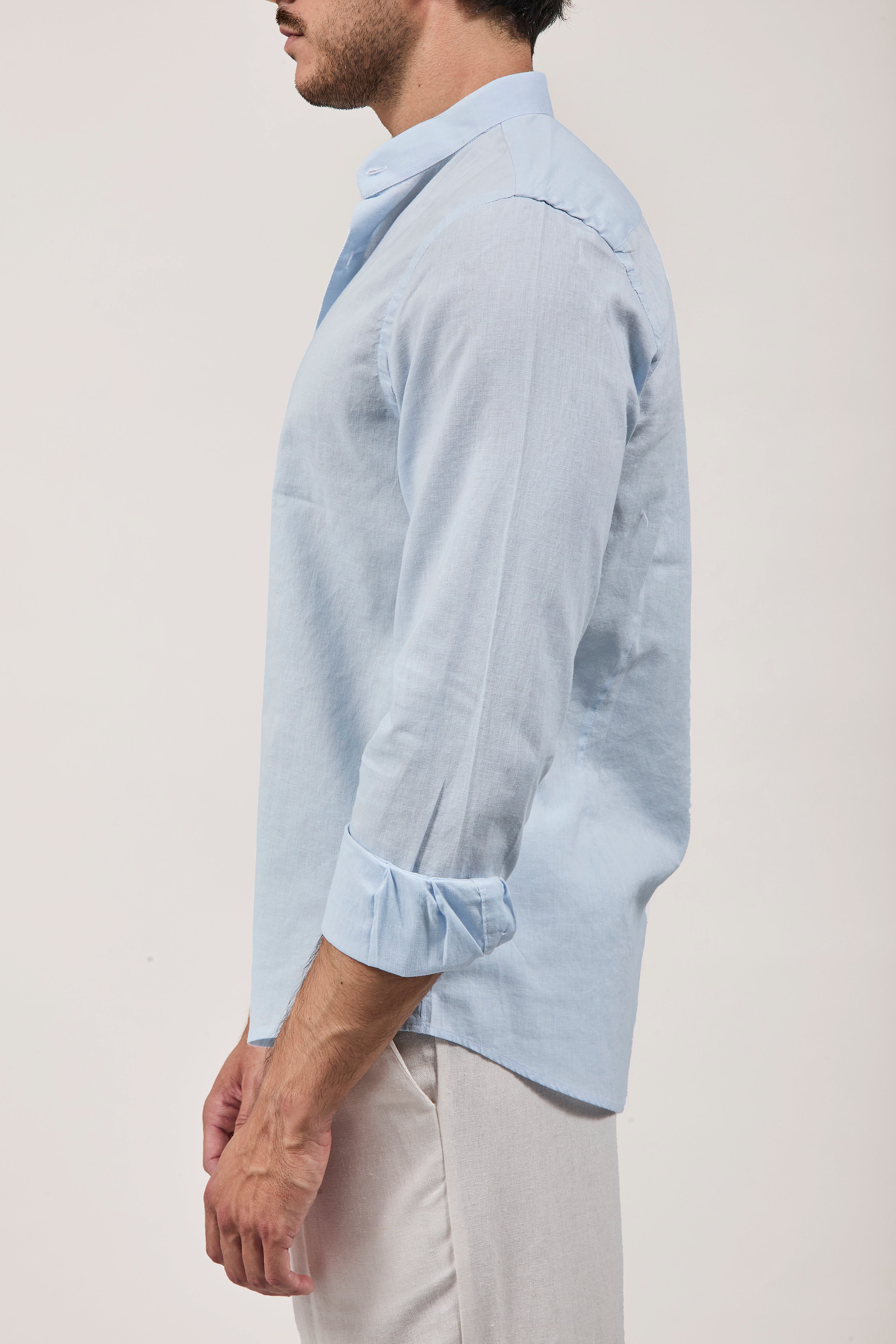 Camicia Why Not Brand Lino coreana Celeste