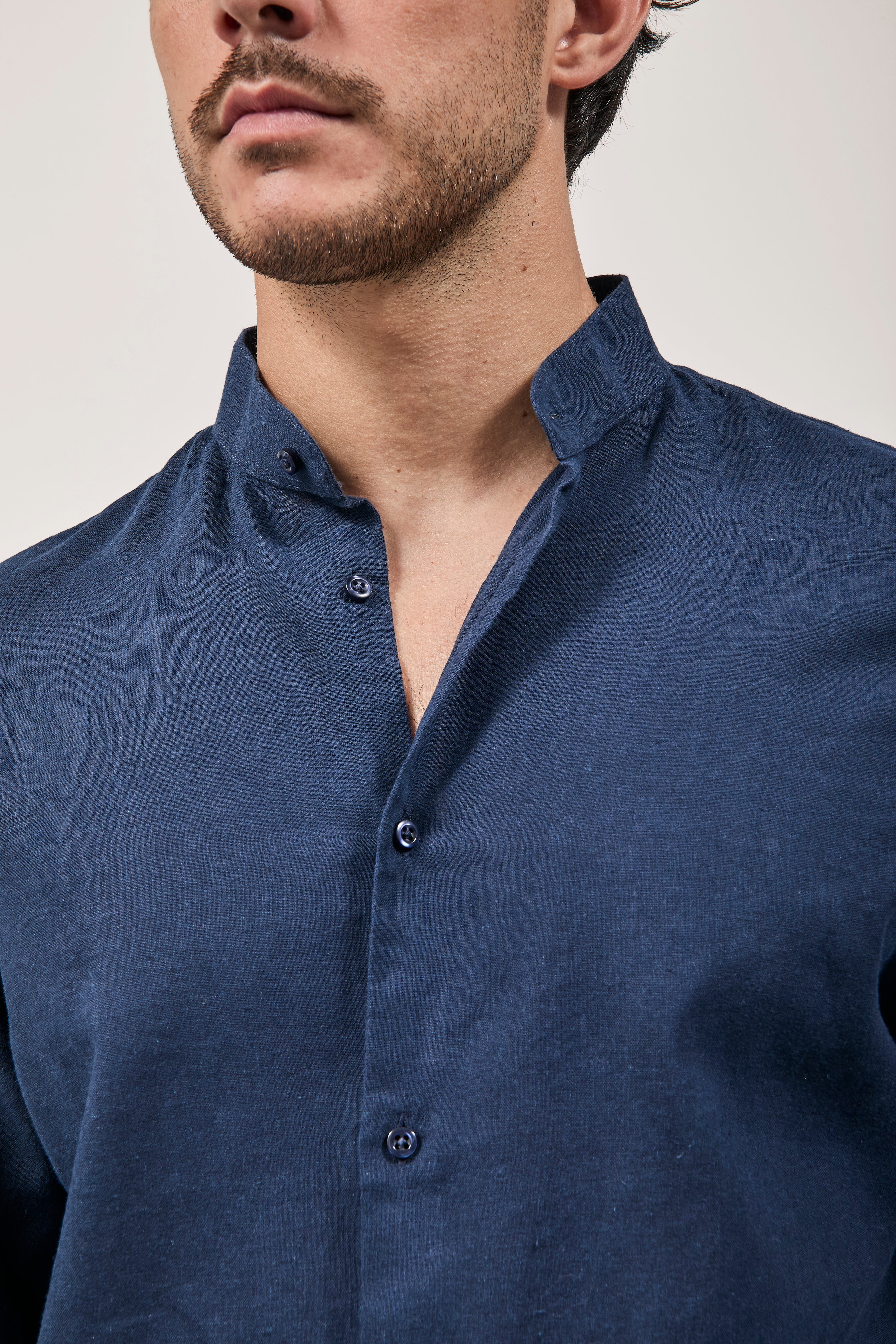 Camicia Why Not Brand Lino coreana Blu
