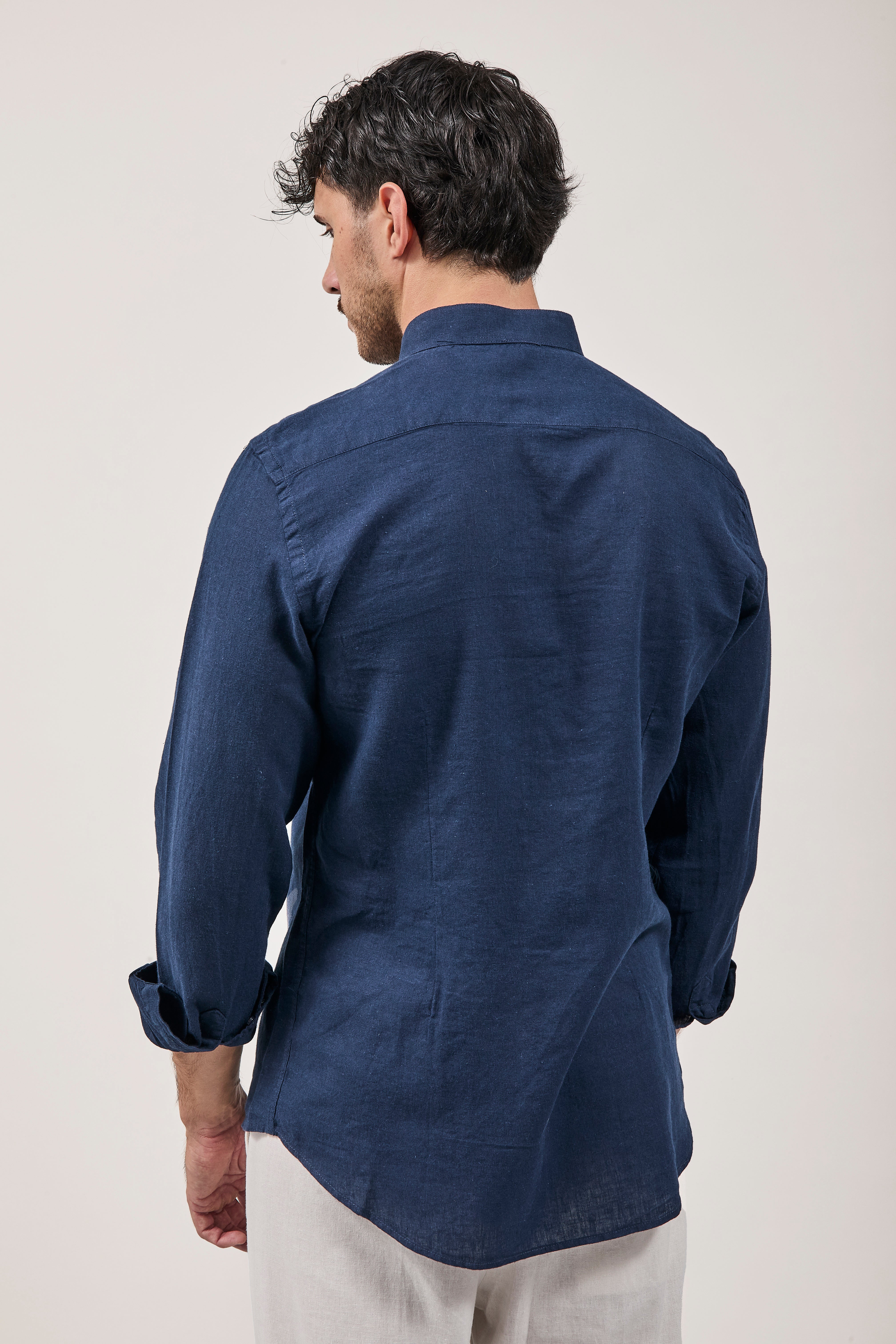 Camicia Why Not Brand Lino coreana Blu