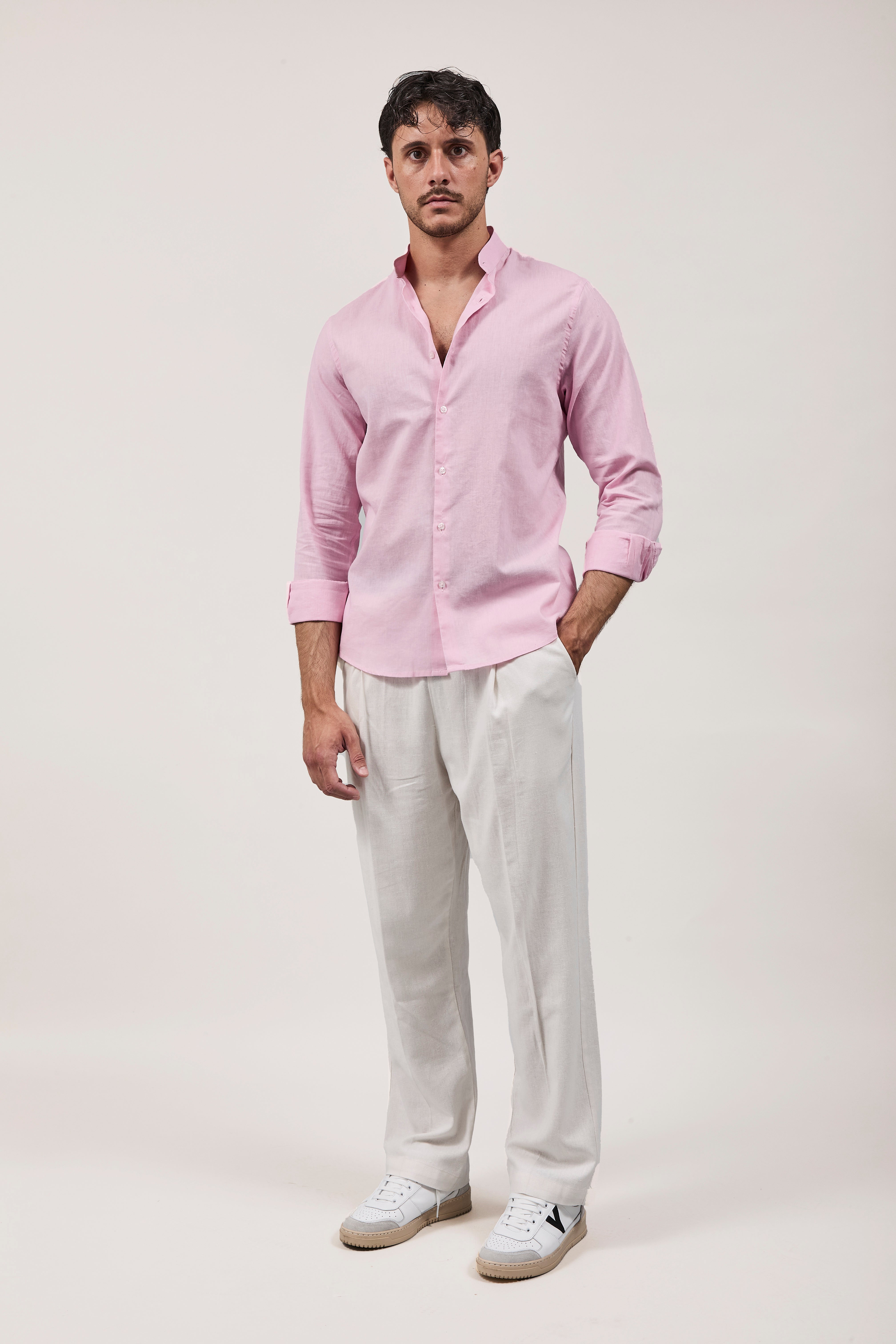 Camicia Why Not Brand Lino coreana Rosa