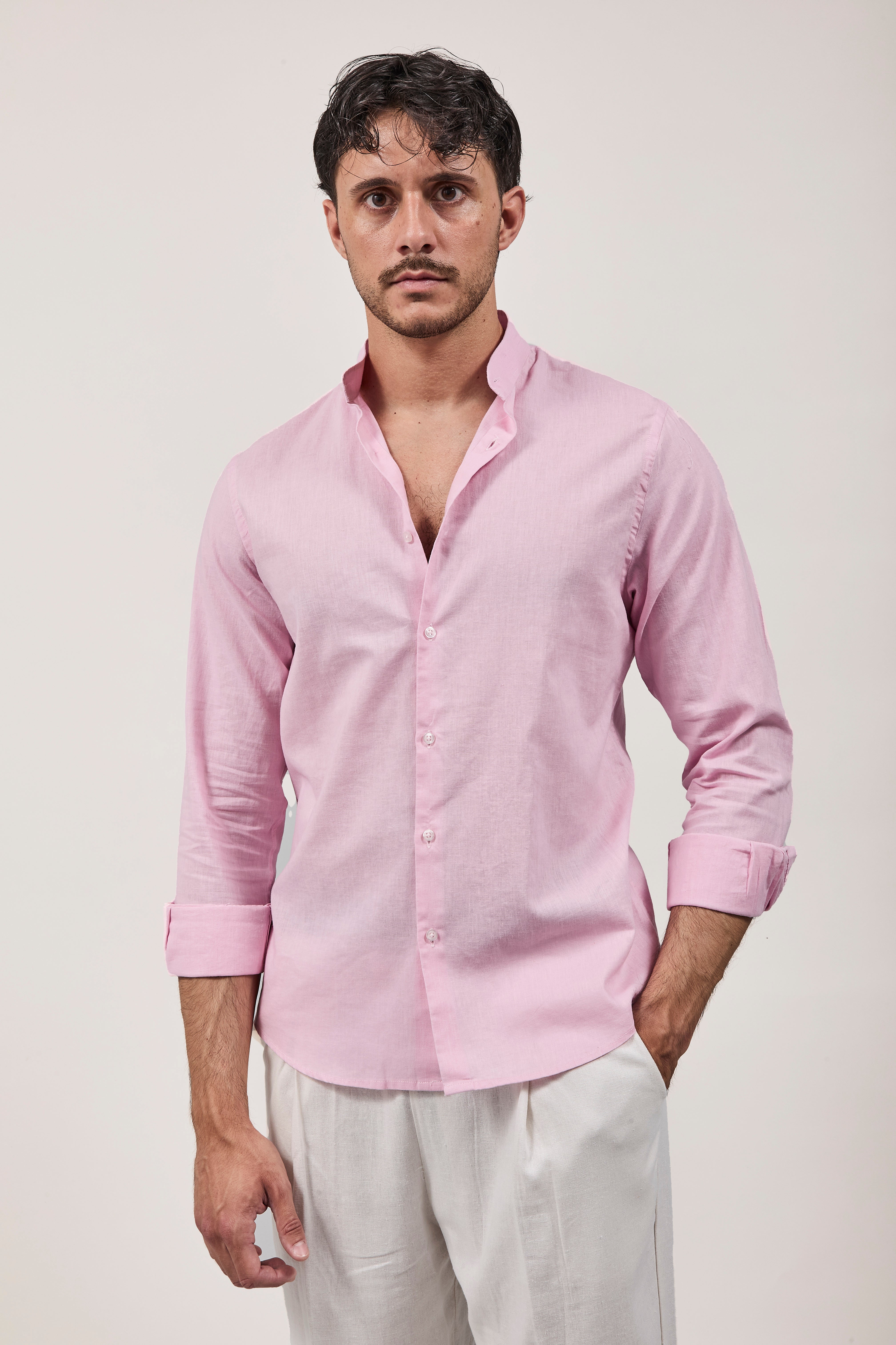 Camicia Why Not Brand Lino coreana Rosa