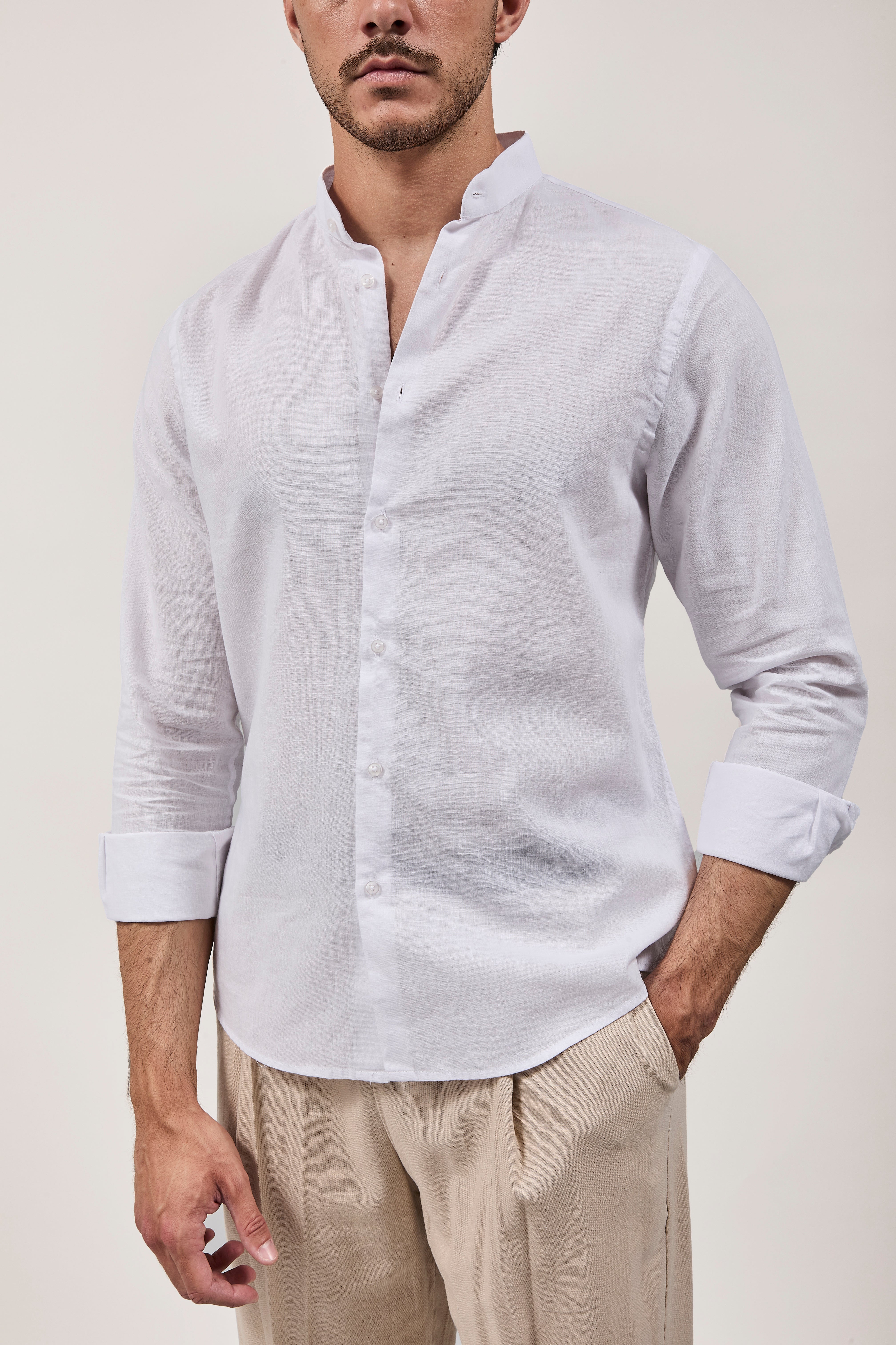 Camicia Why Not Brand Lino coreana Bianca