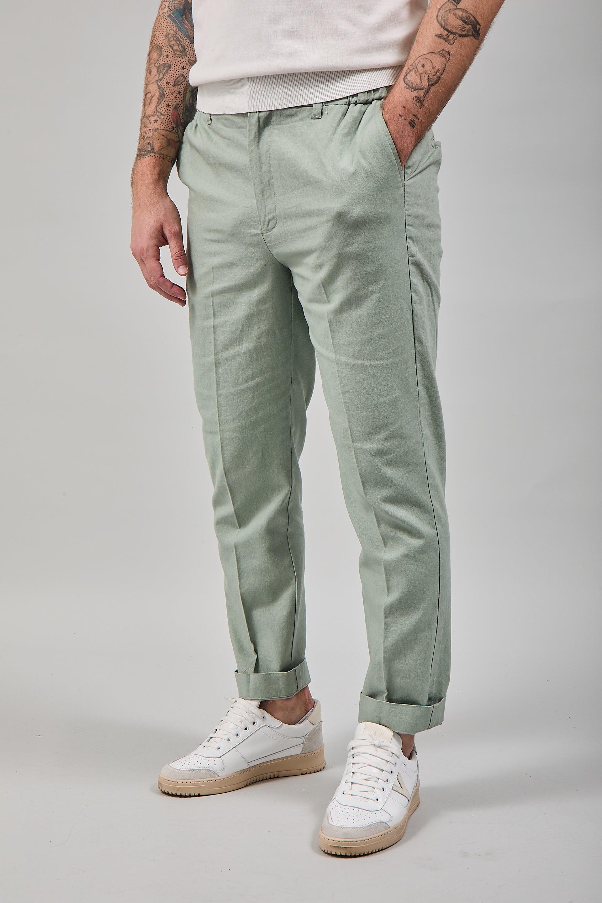 Pantalone Hamaki-ho Lino Verde Salvia 1839