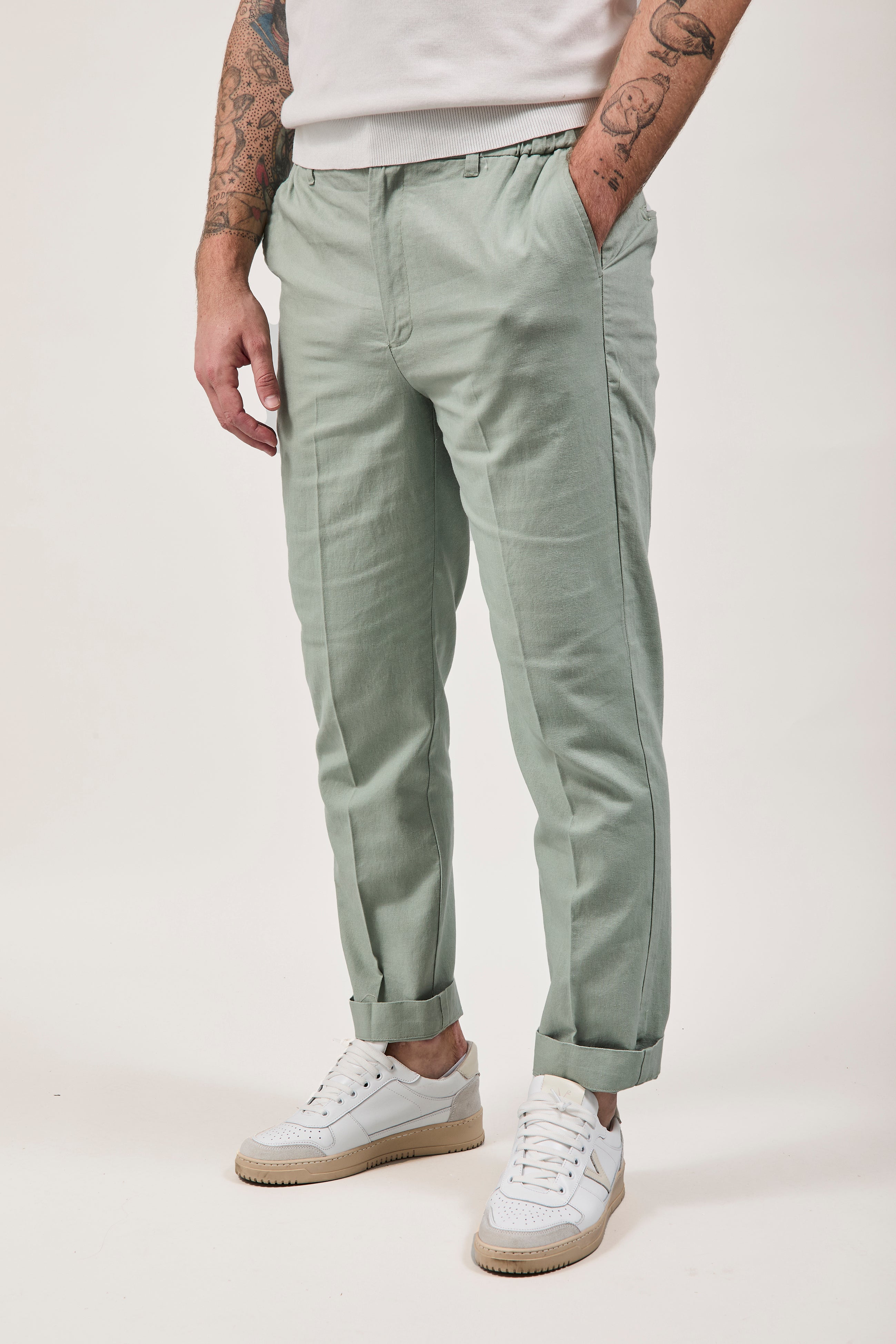 Pantalone Hamaki-ho Lino Verde Salvia 1839