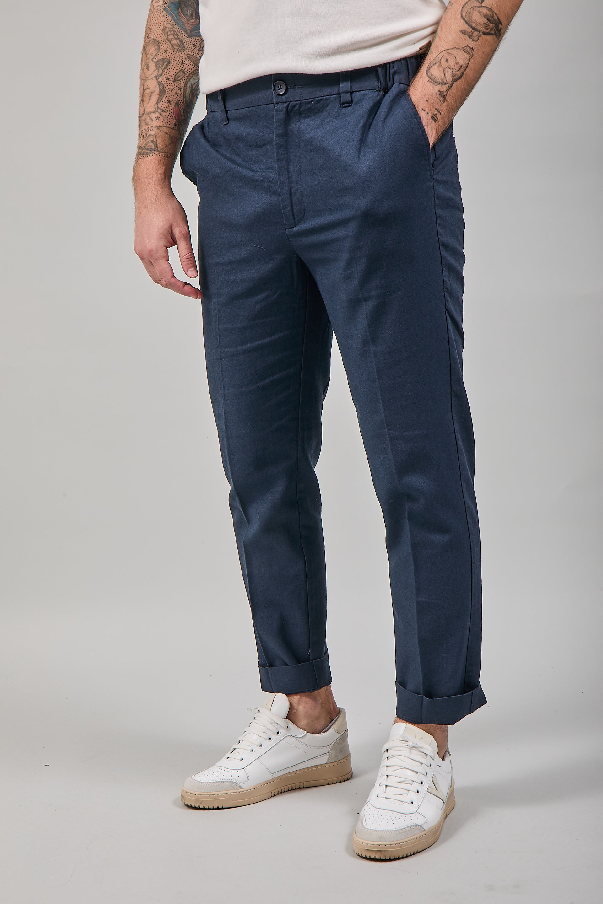 Pantalone Hamaki-ho Lino Blu 1839