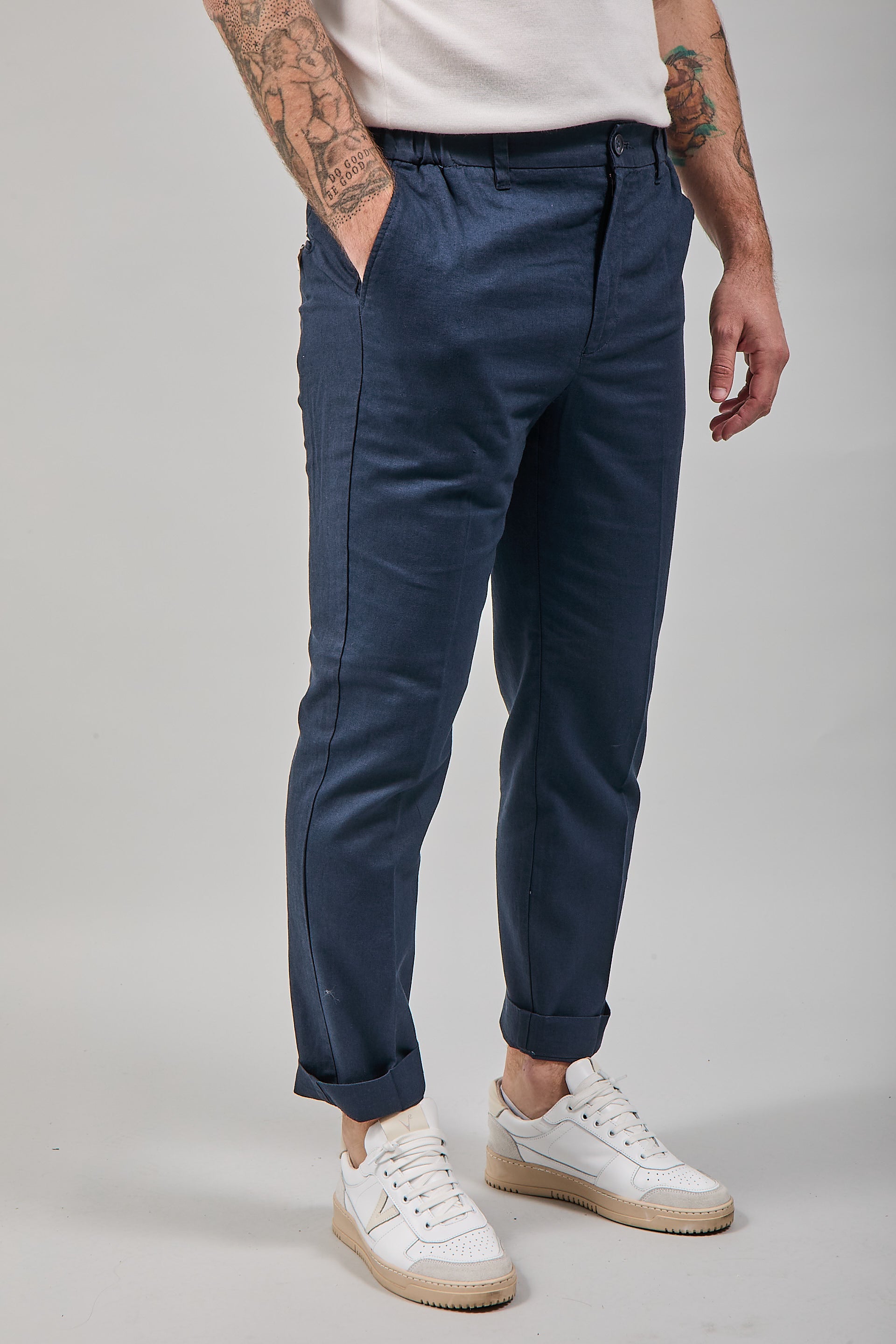 Pantalone Hamaki-ho Lino Blu 1839