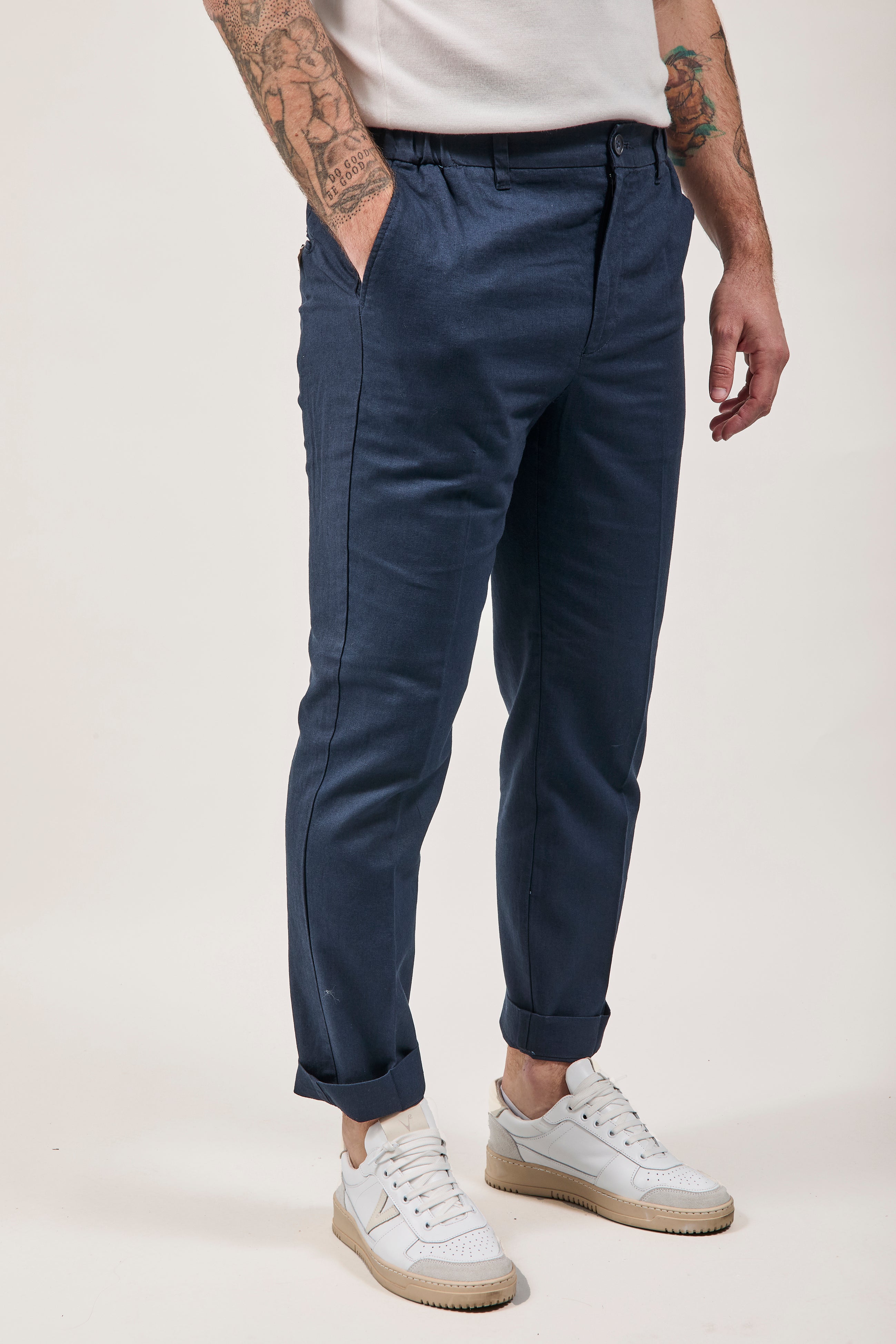 Pantalone Hamaki-ho Lino Blu 1839