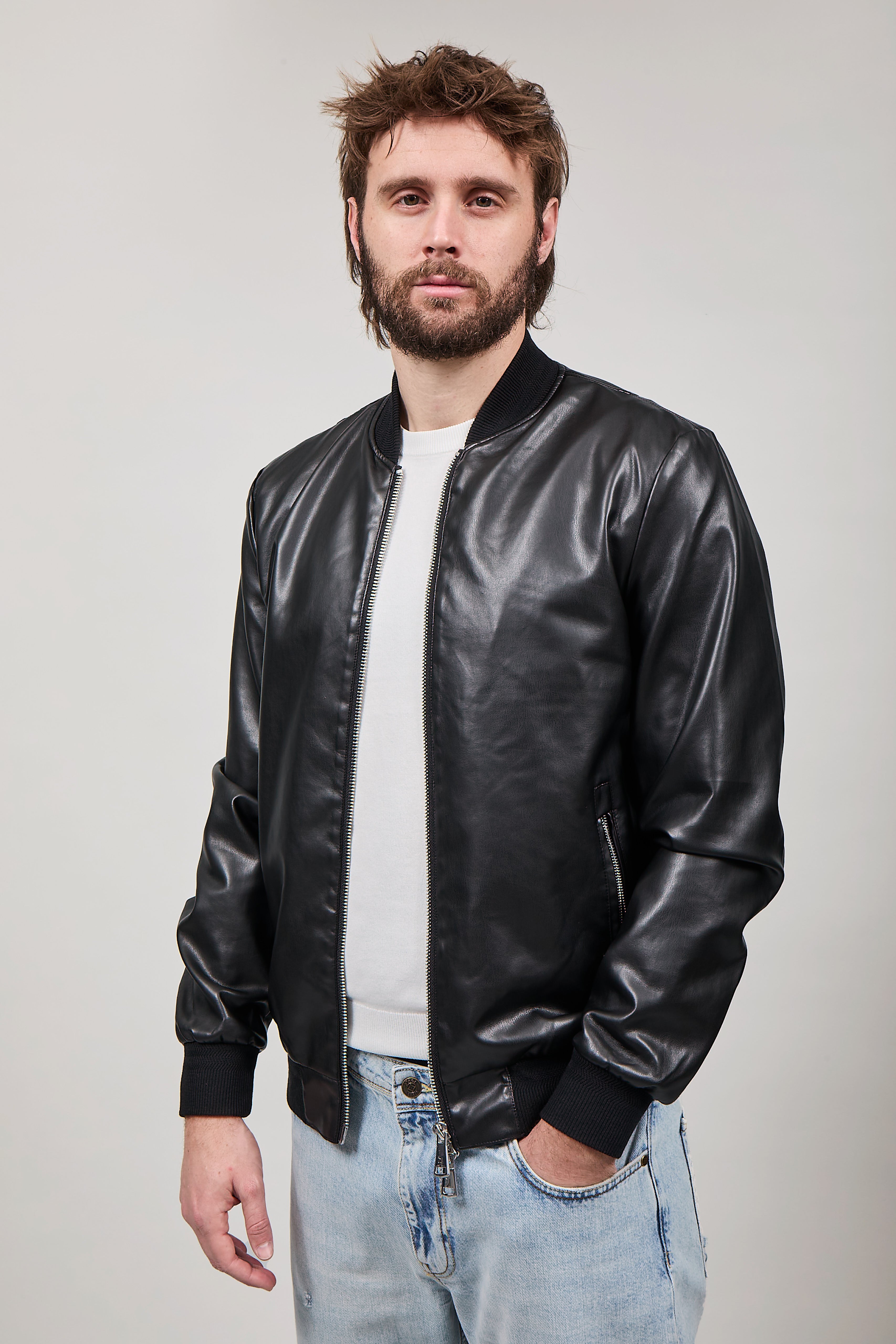 Bomber ecopelle Gianni Lupo 9371 Nero