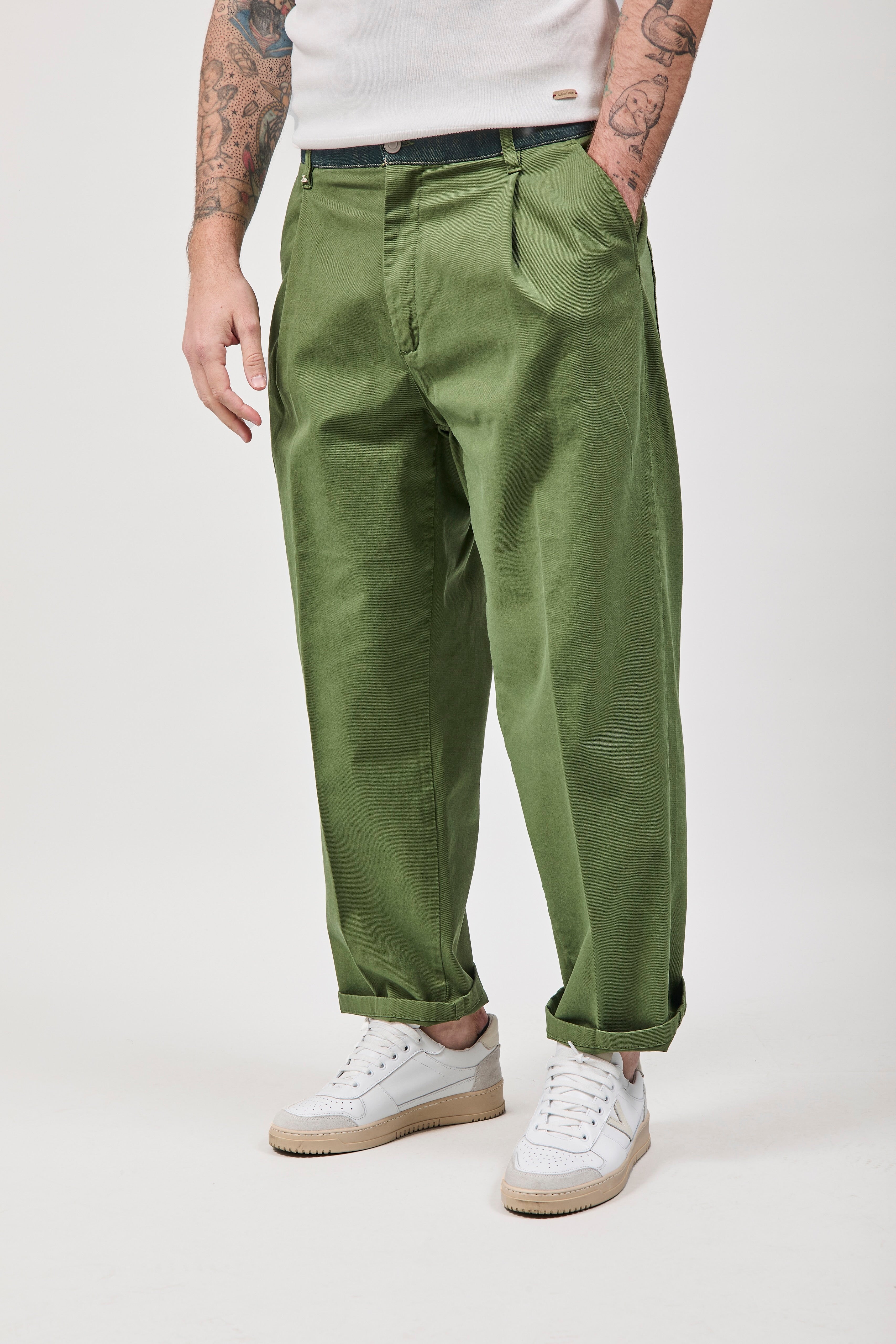 Pantalone cinta denim Berna Verde scuro