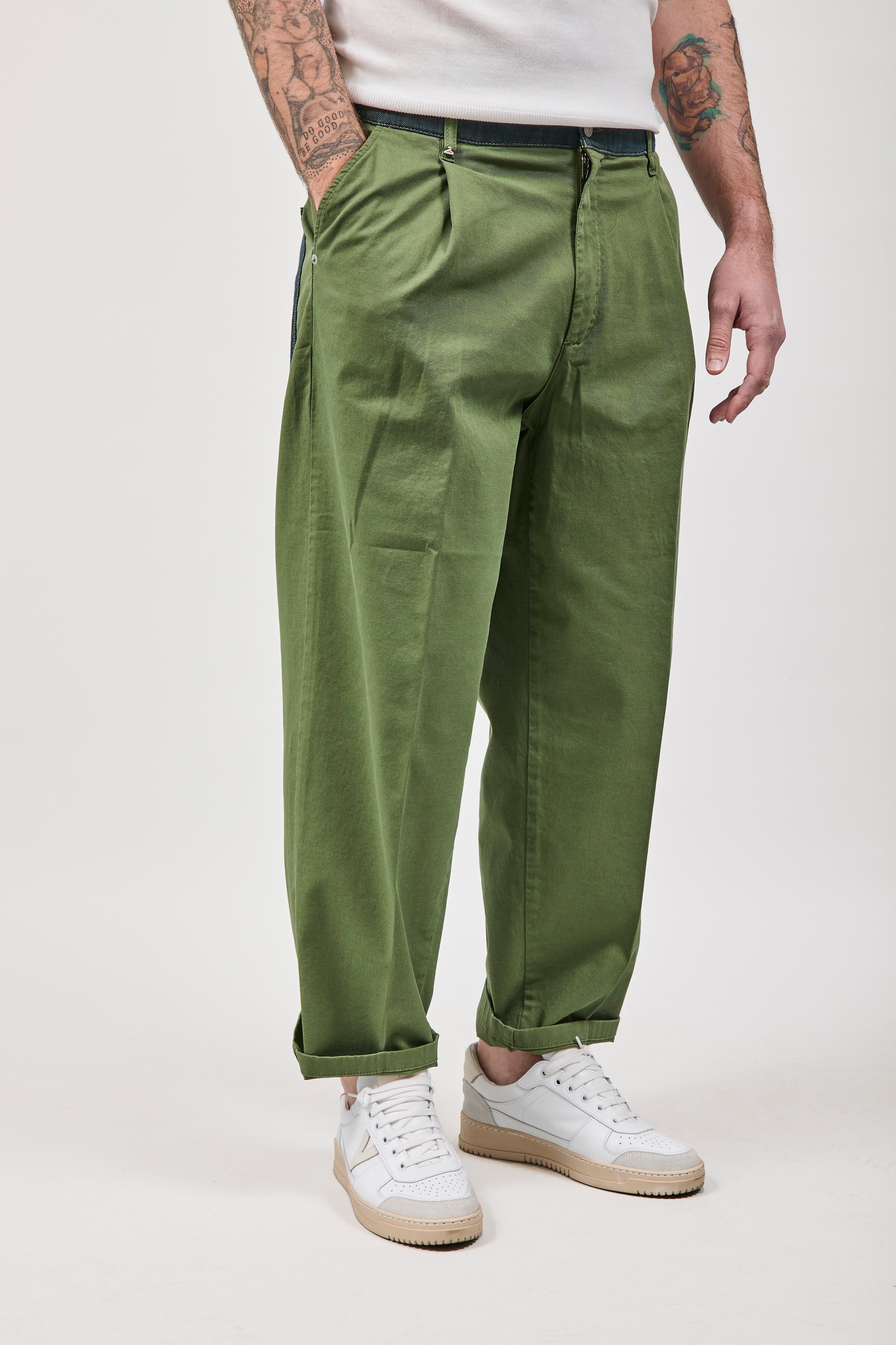 Pantalone cinta denim Berna Verde scuro