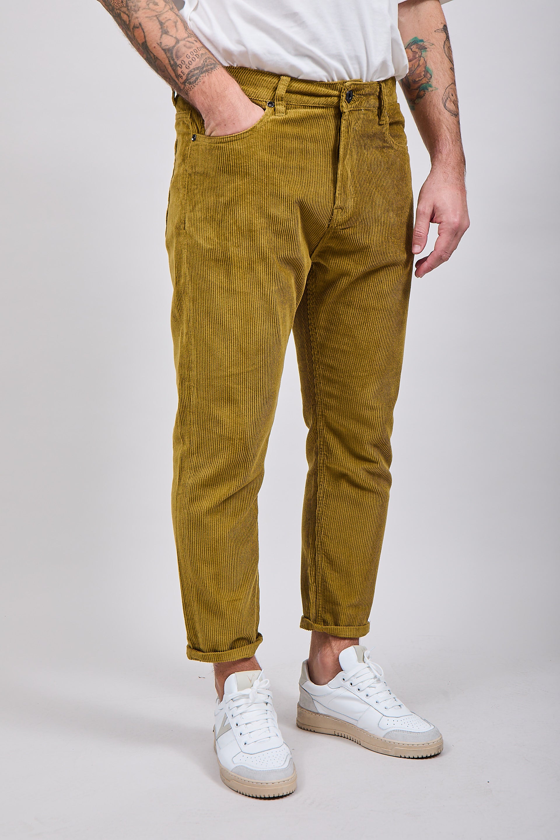 Pantalone Gianni Lupo Velluto Verde Olio 6227