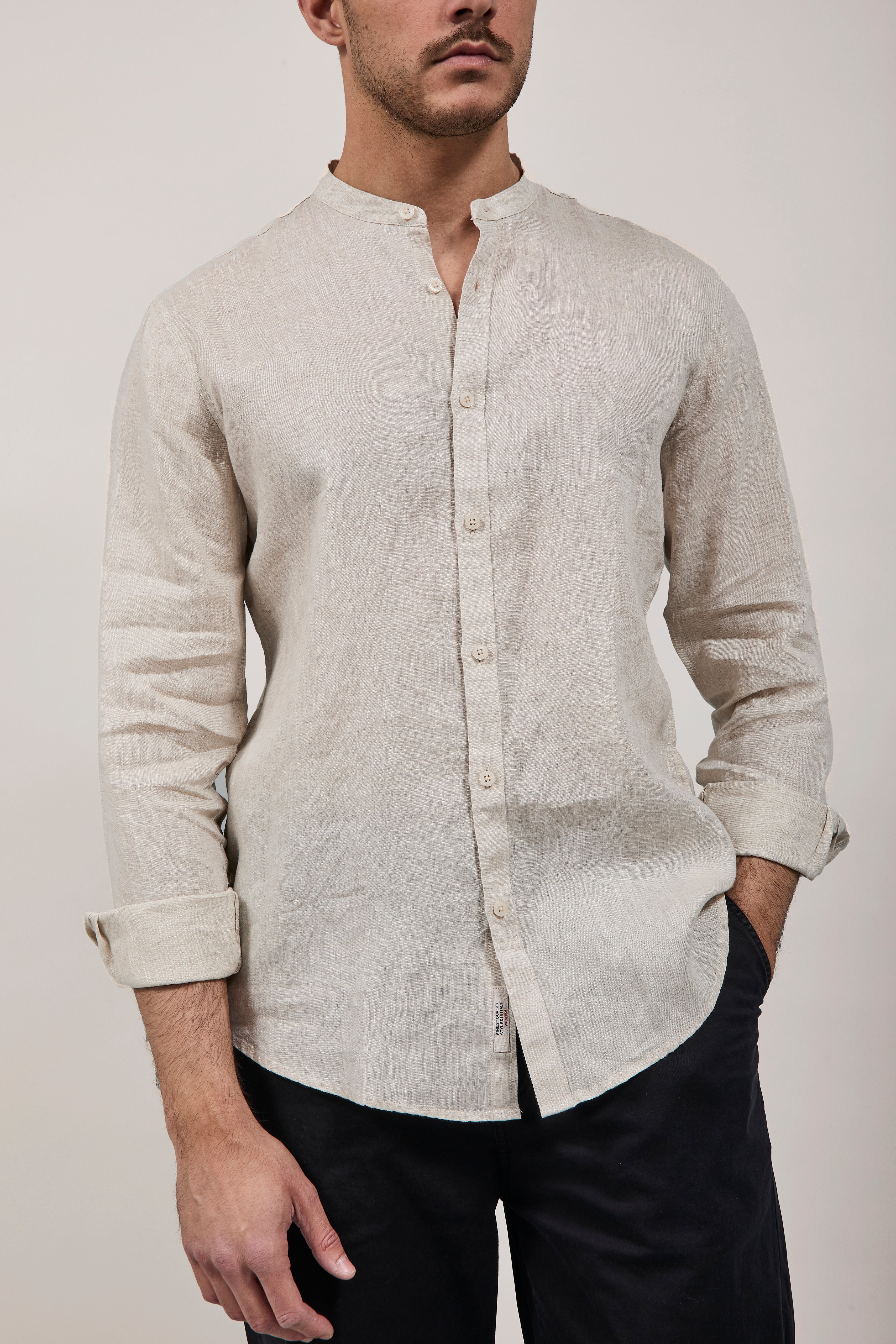 Camicia Gianni Lupo Lino Coreana 7620 Beige
