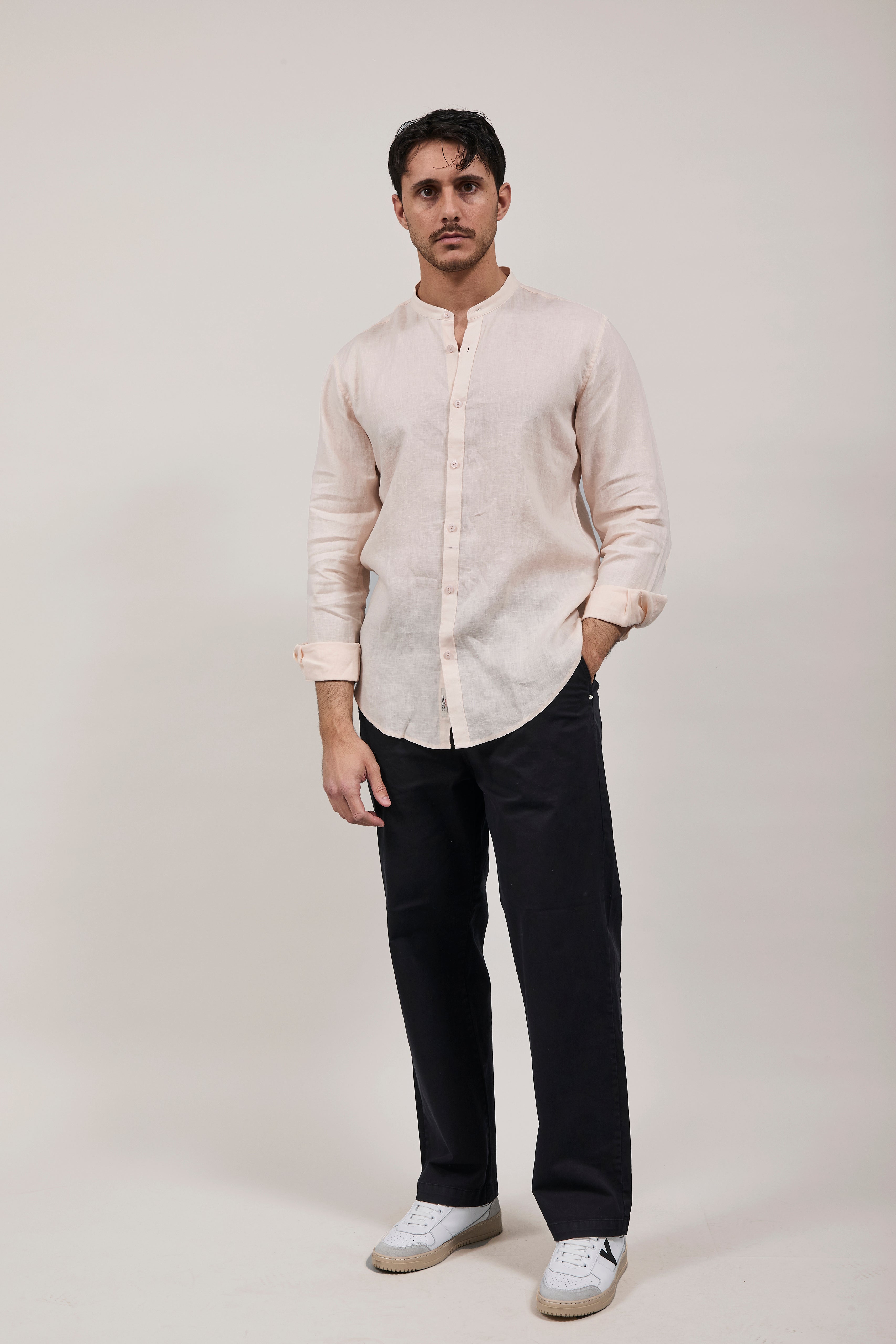 Camicia Gianni Lupo Lino Coreana 7620 Rosa