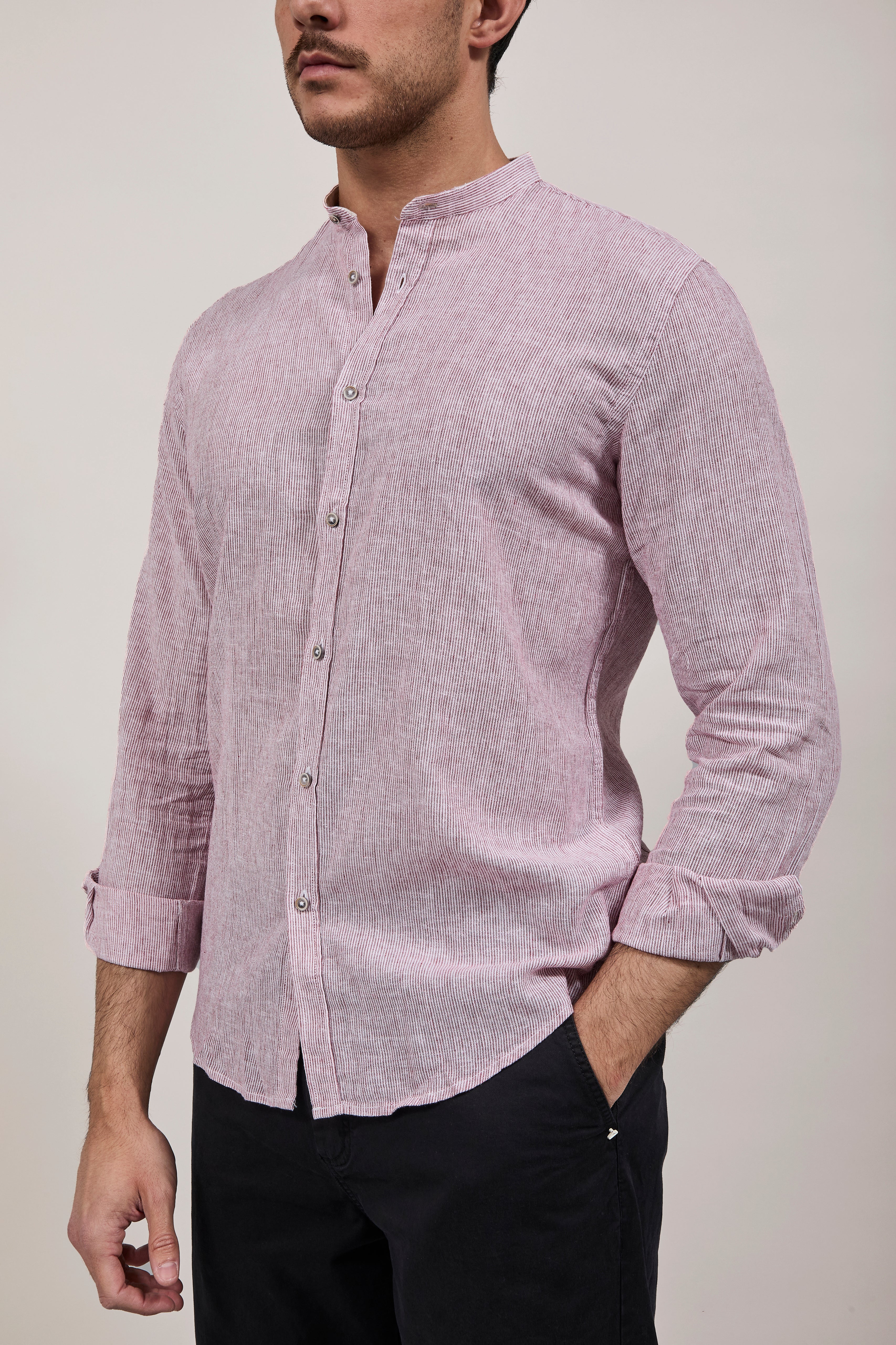 Camicia Block Eleven Microriga Bordeaux 89