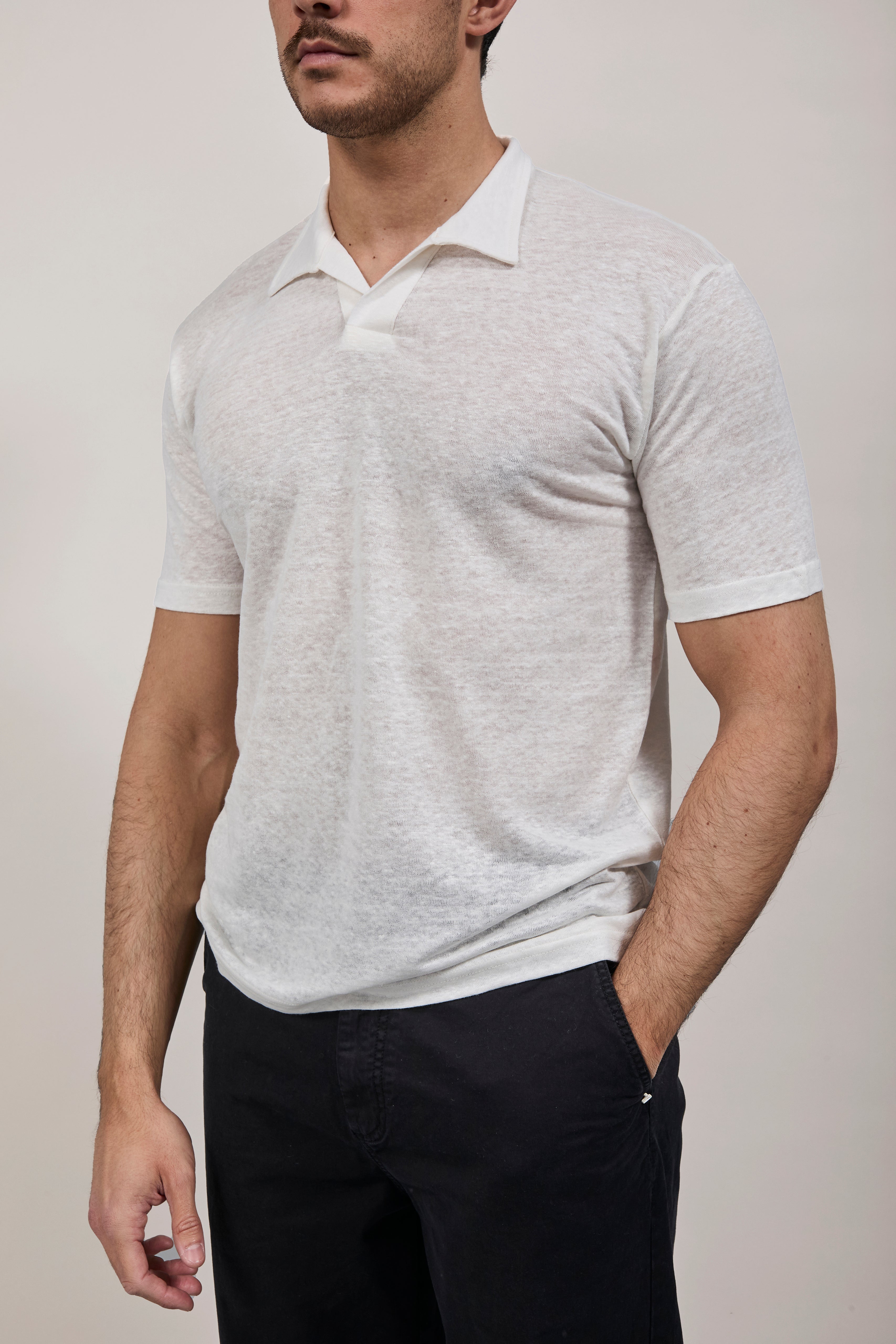 Polo Alta Tensione Lino Latte F64