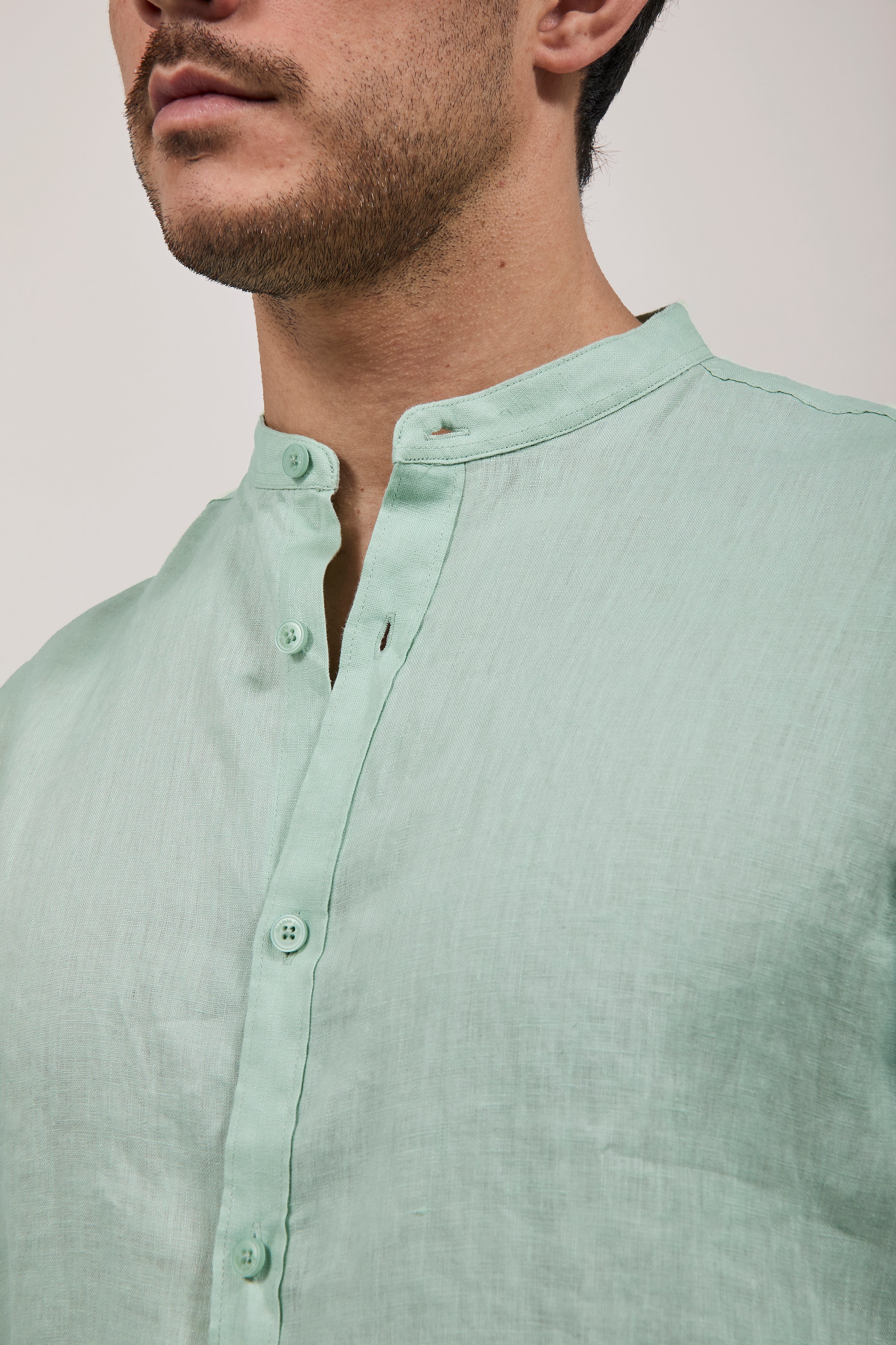 Camicia Gianni Lupo Lino Coreana 7620 Menta