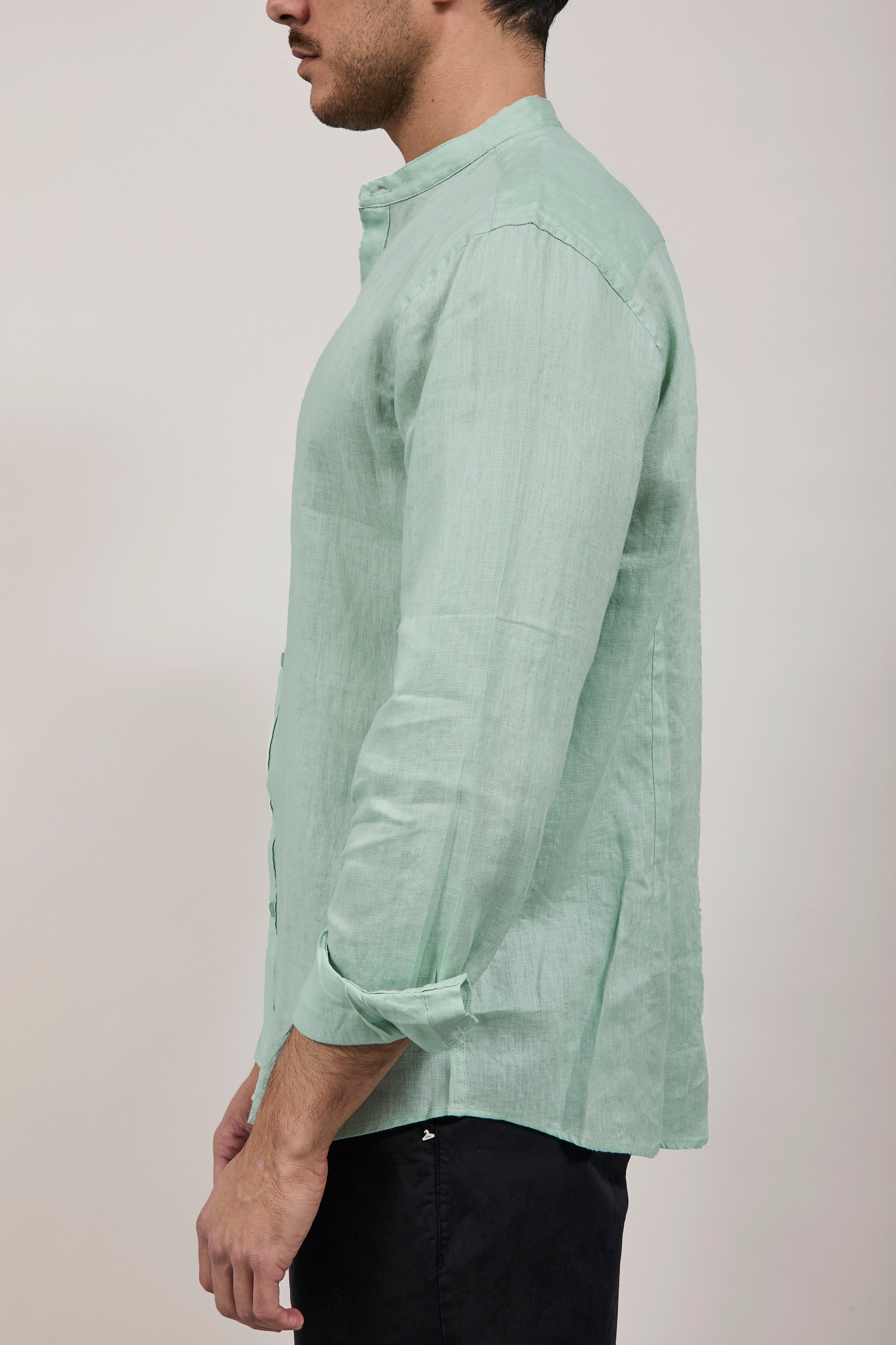 Camicia Gianni Lupo Lino Coreana 7620 Menta
