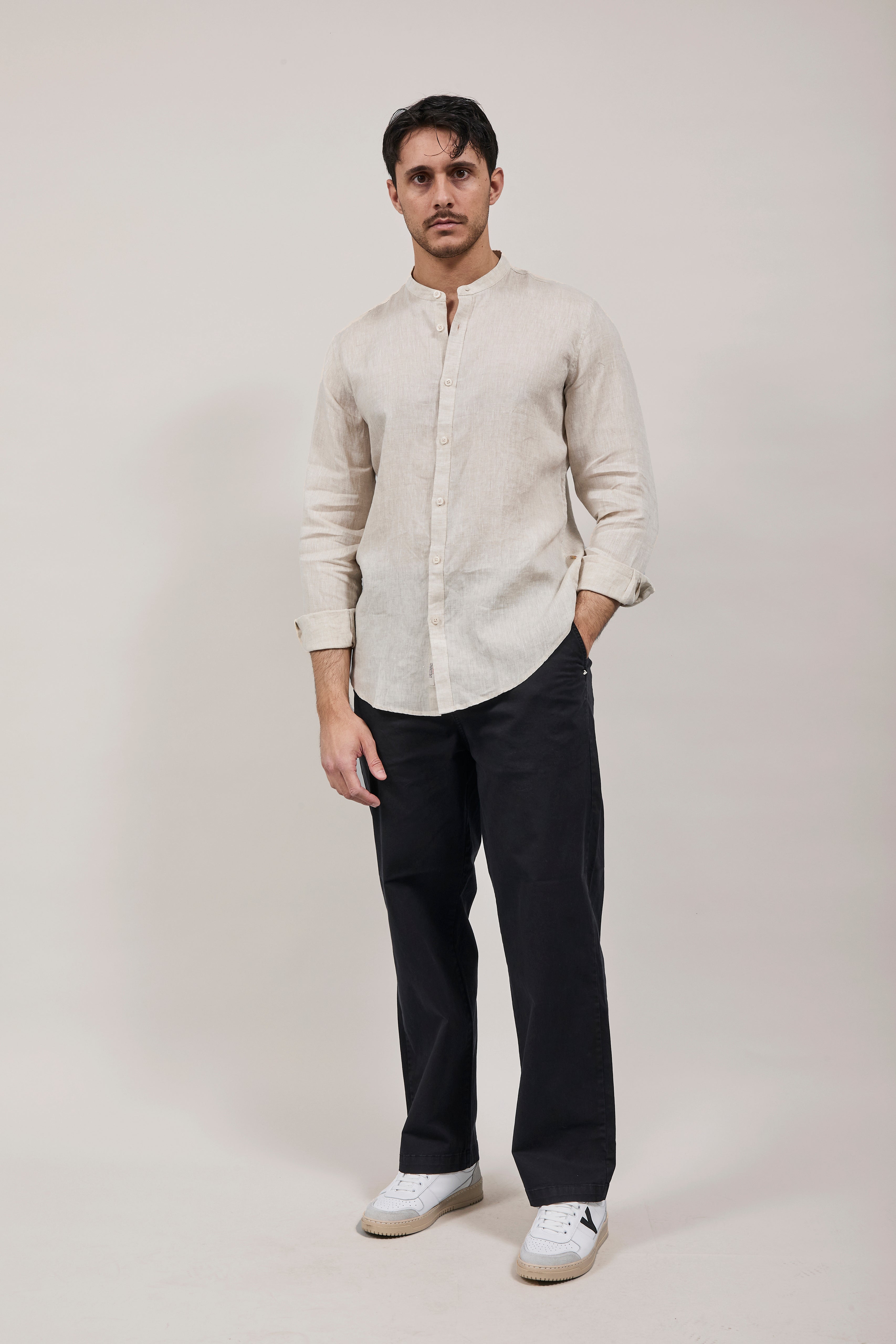 Camicia Gianni Lupo Lino Coreana 7620 Beige