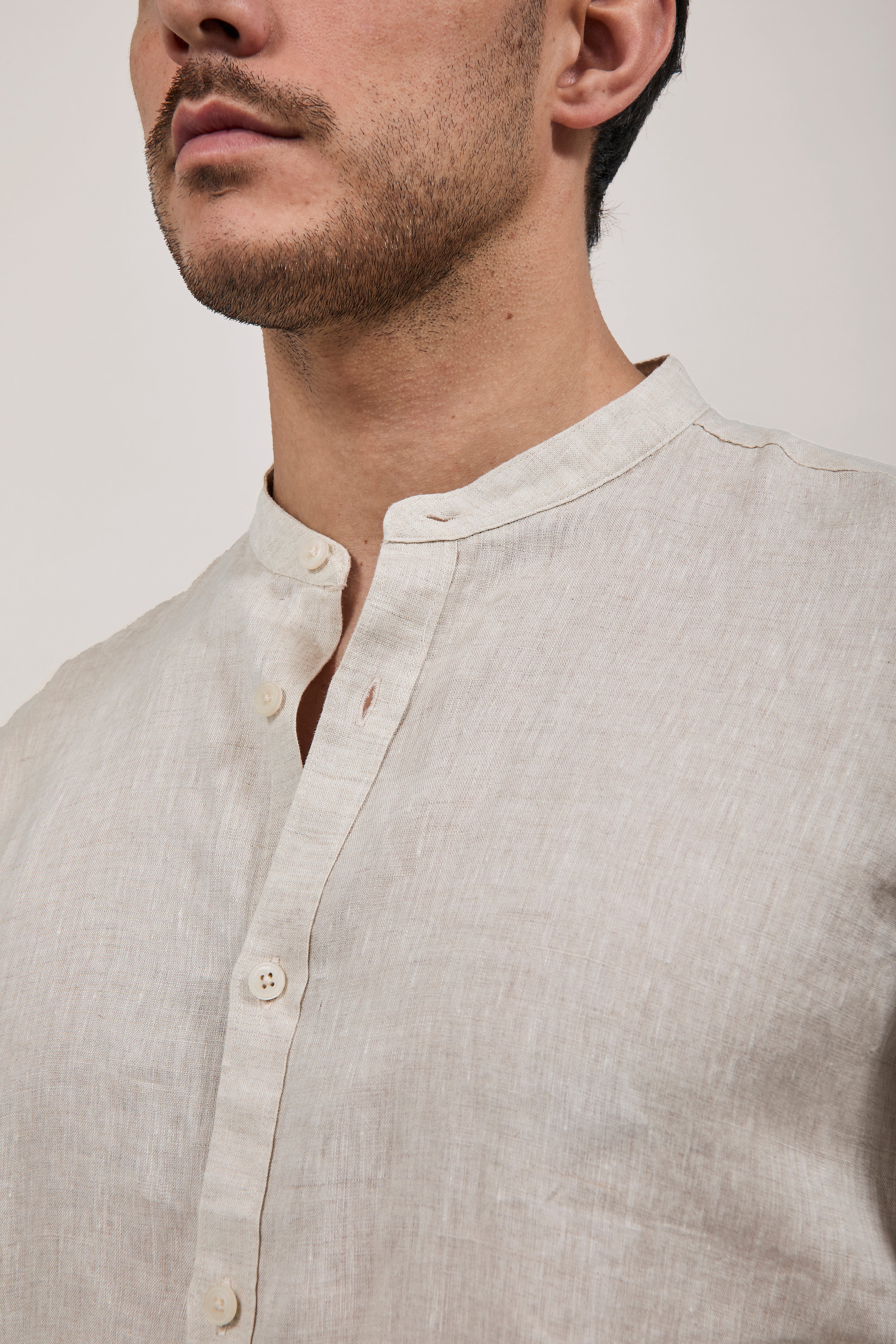 Camicia Gianni Lupo Lino Coreana 7620 Beige