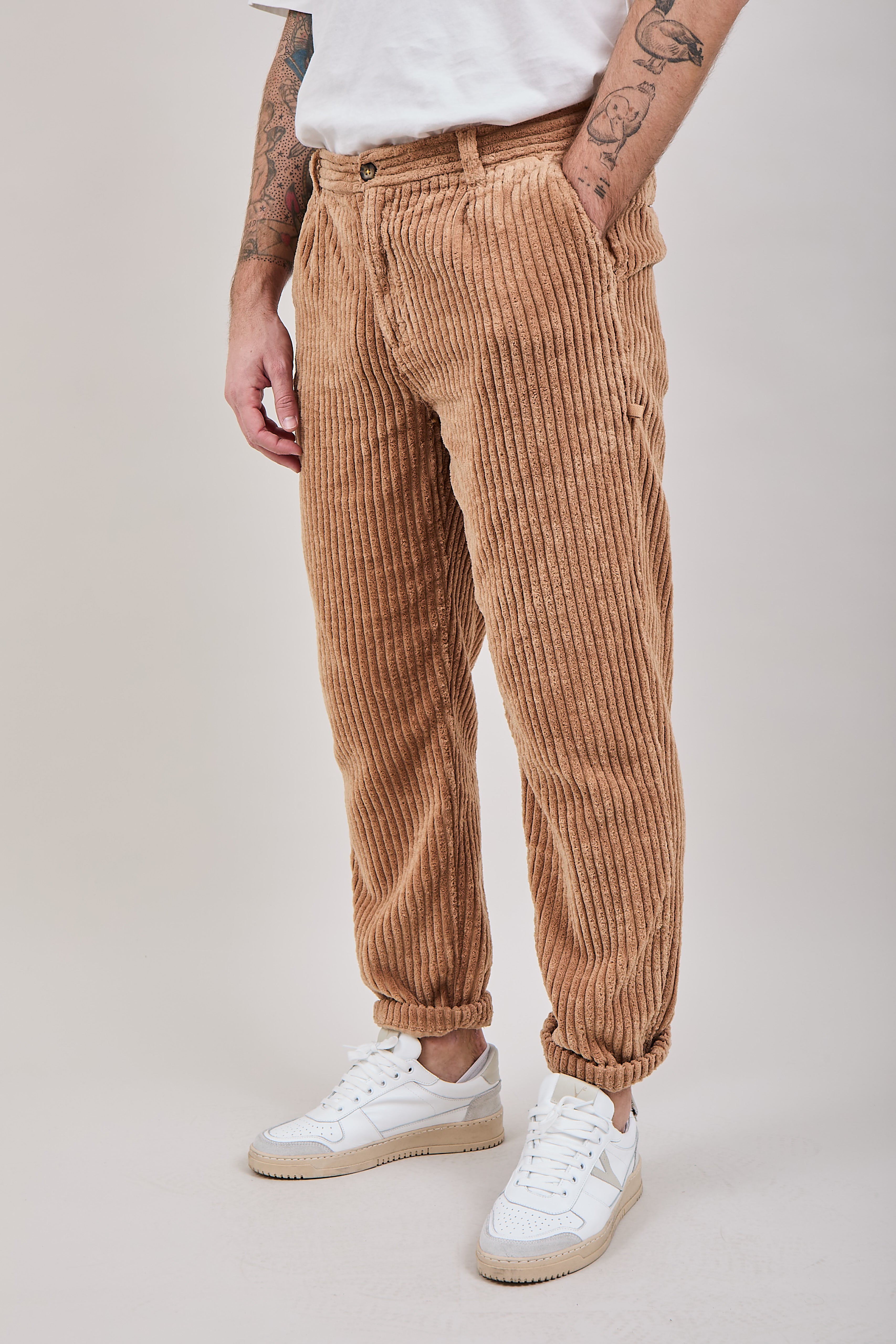 Pantalone Block Eleven Velluto Canvas Sabbia