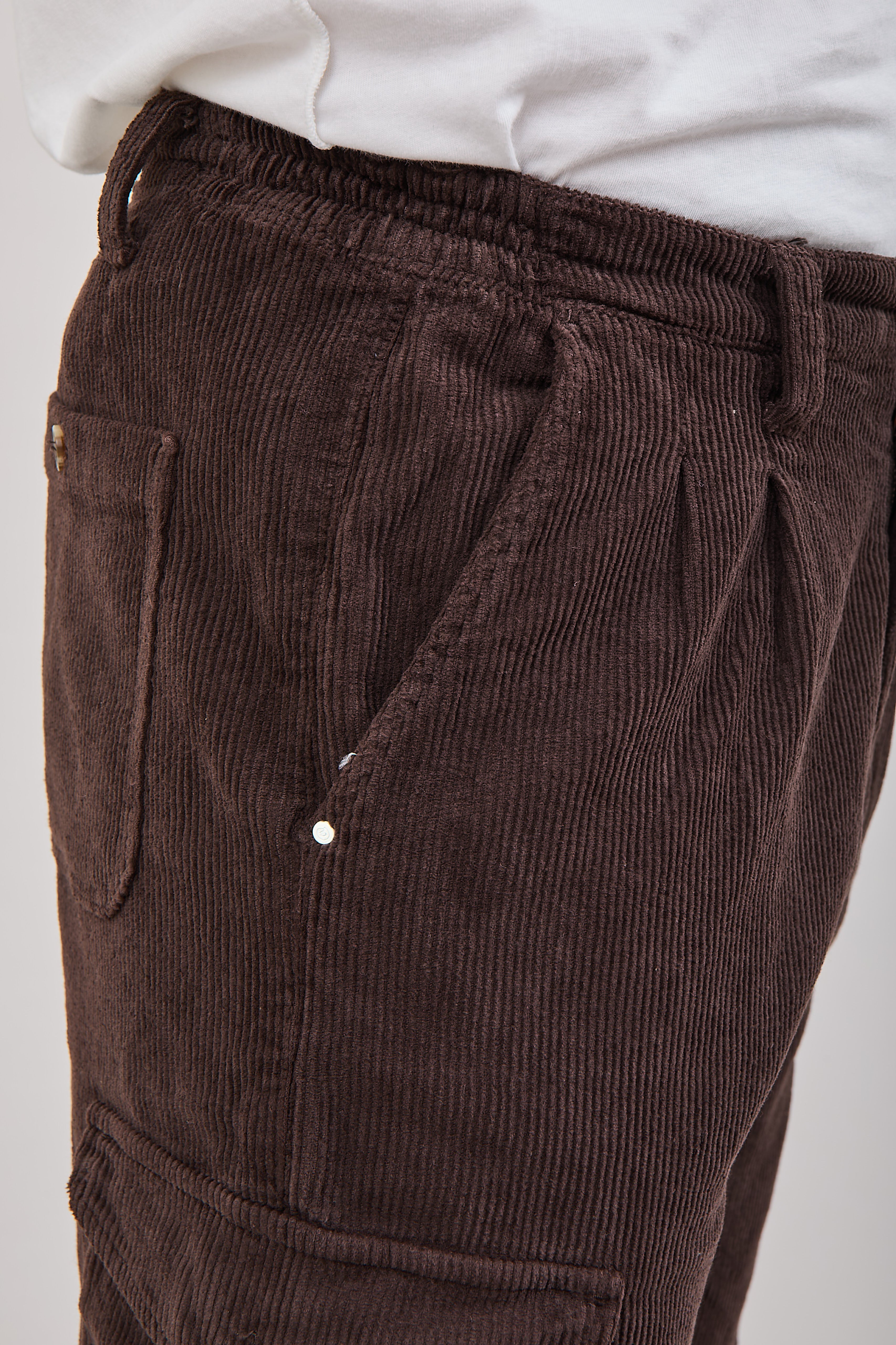 Pantalone Block Eleven Cargo Velluto Castagno