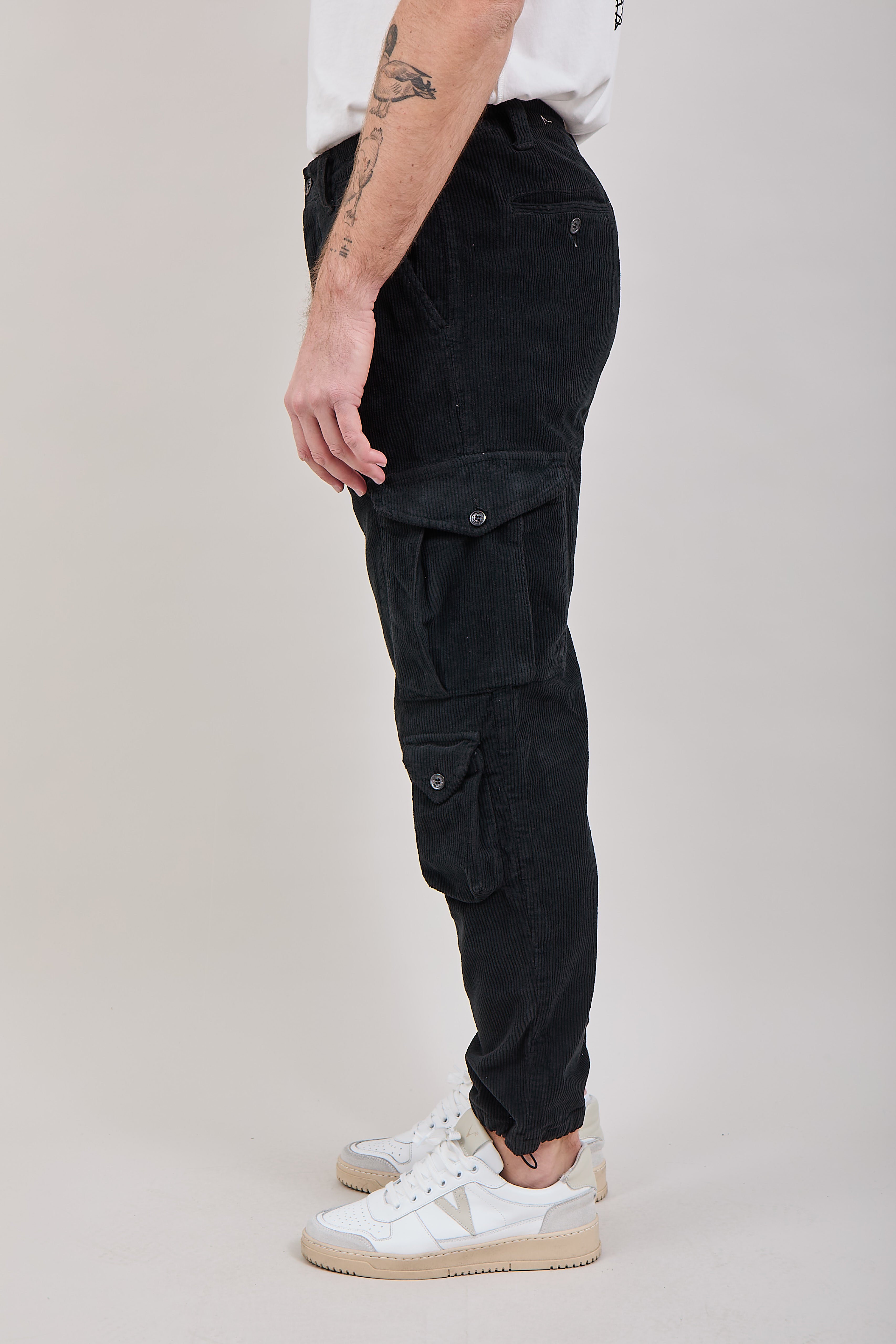 Pantalone Block Eleven Cargo Velluto Nero