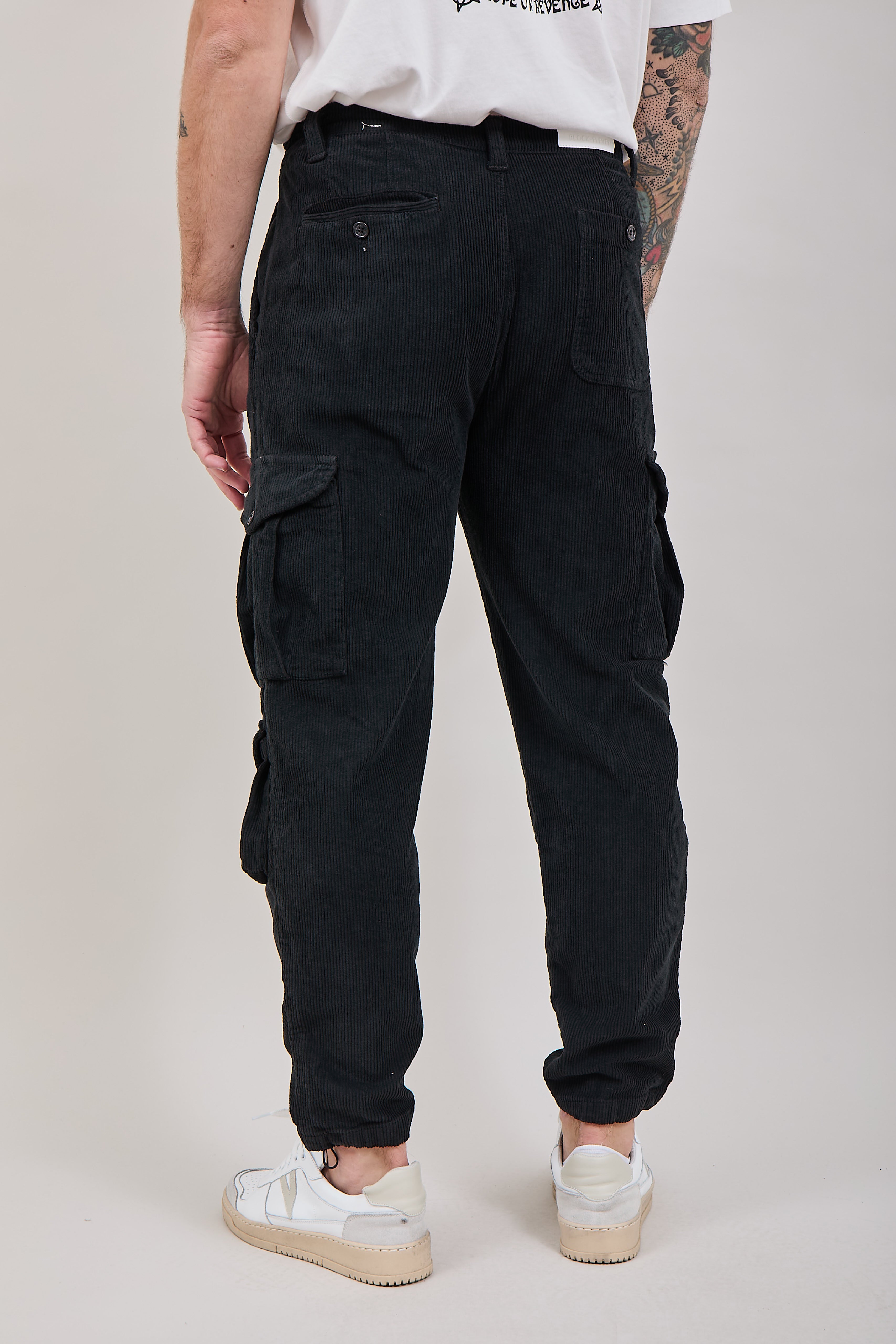 Pantalone Block Eleven Cargo Velluto Nero