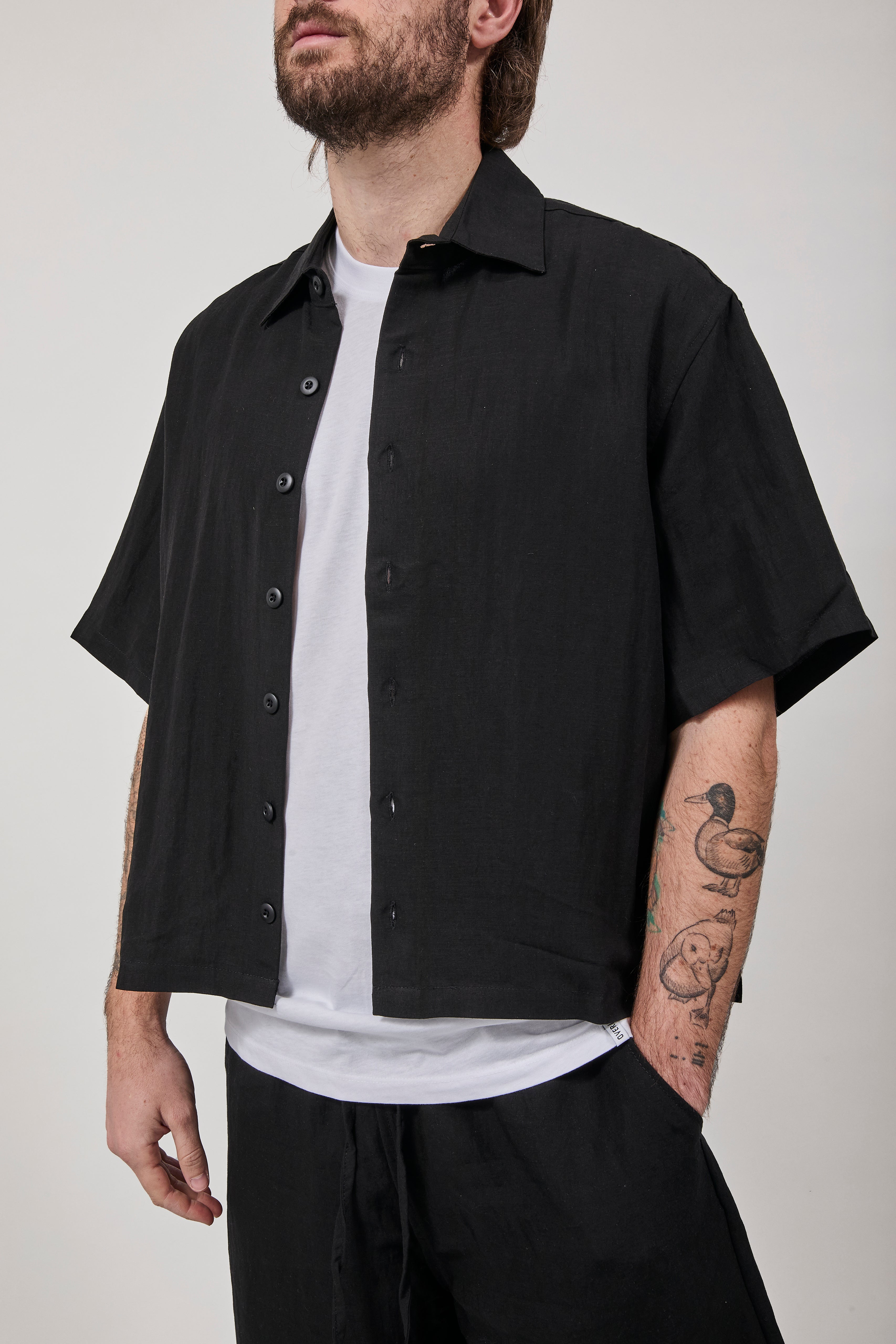 Camicia Crop Berna Tencel 102 Nero