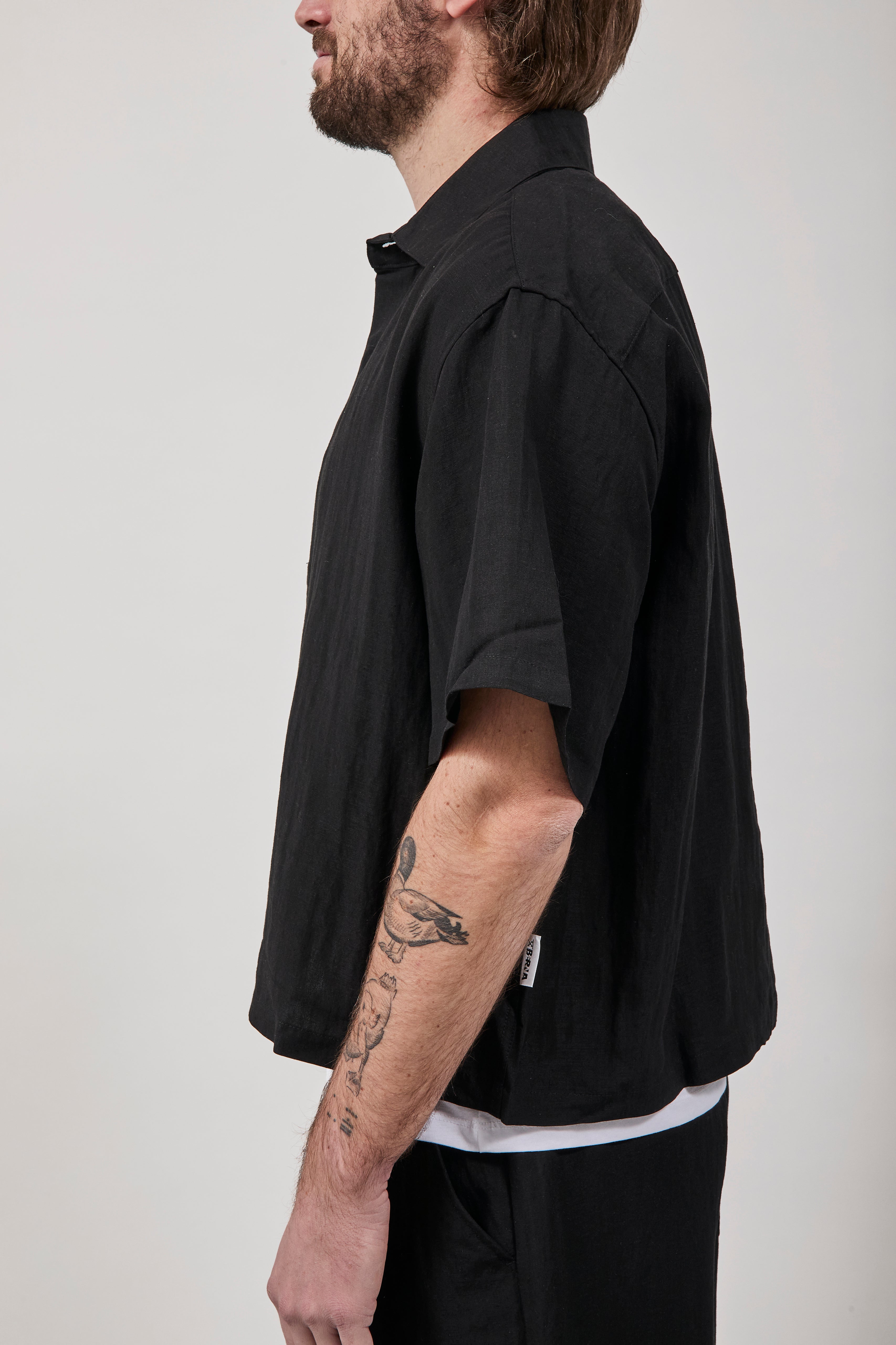 Camicia Crop Berna Tencel 102 Nero
