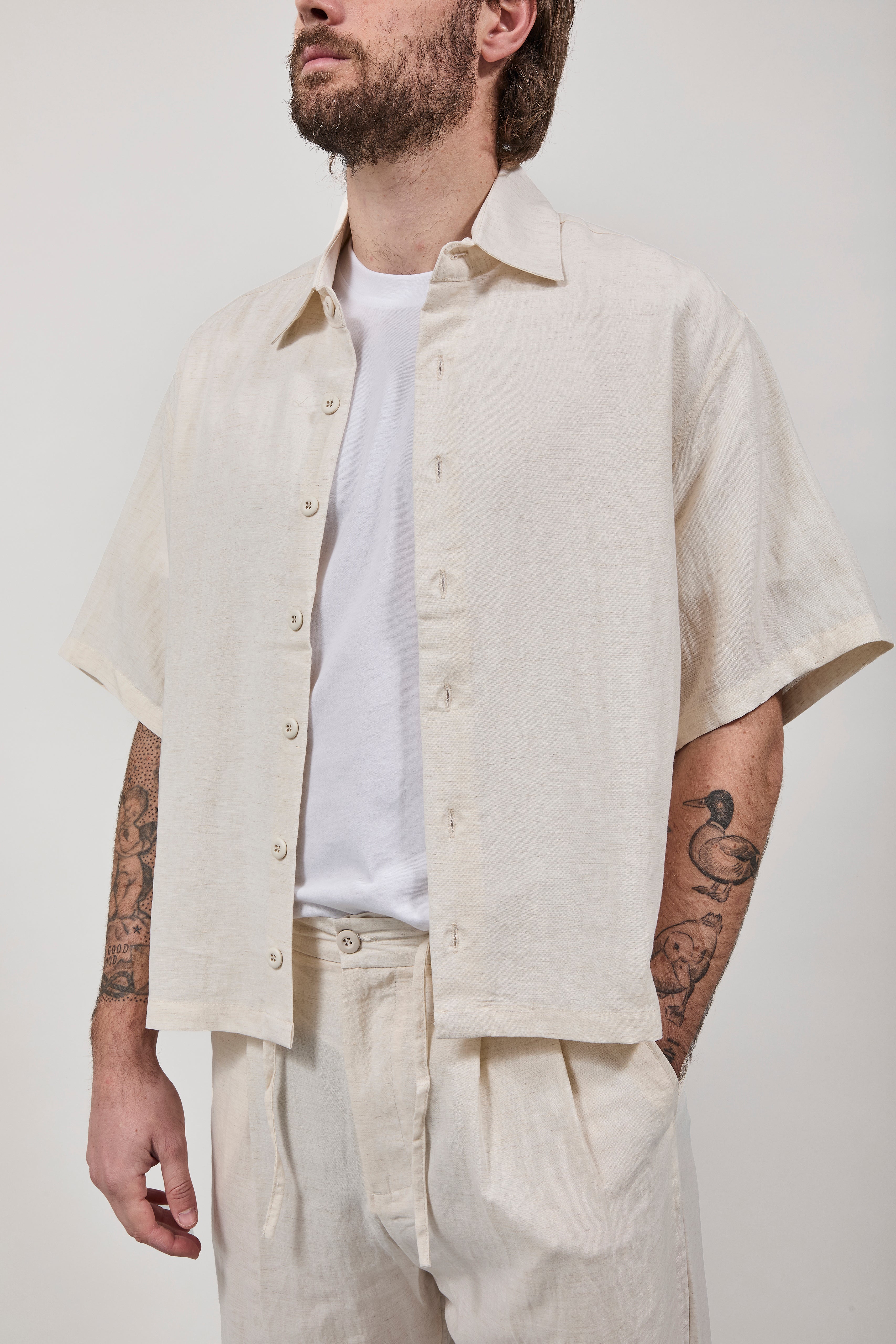 Camicia Crop Berna Tencel 102 Panna