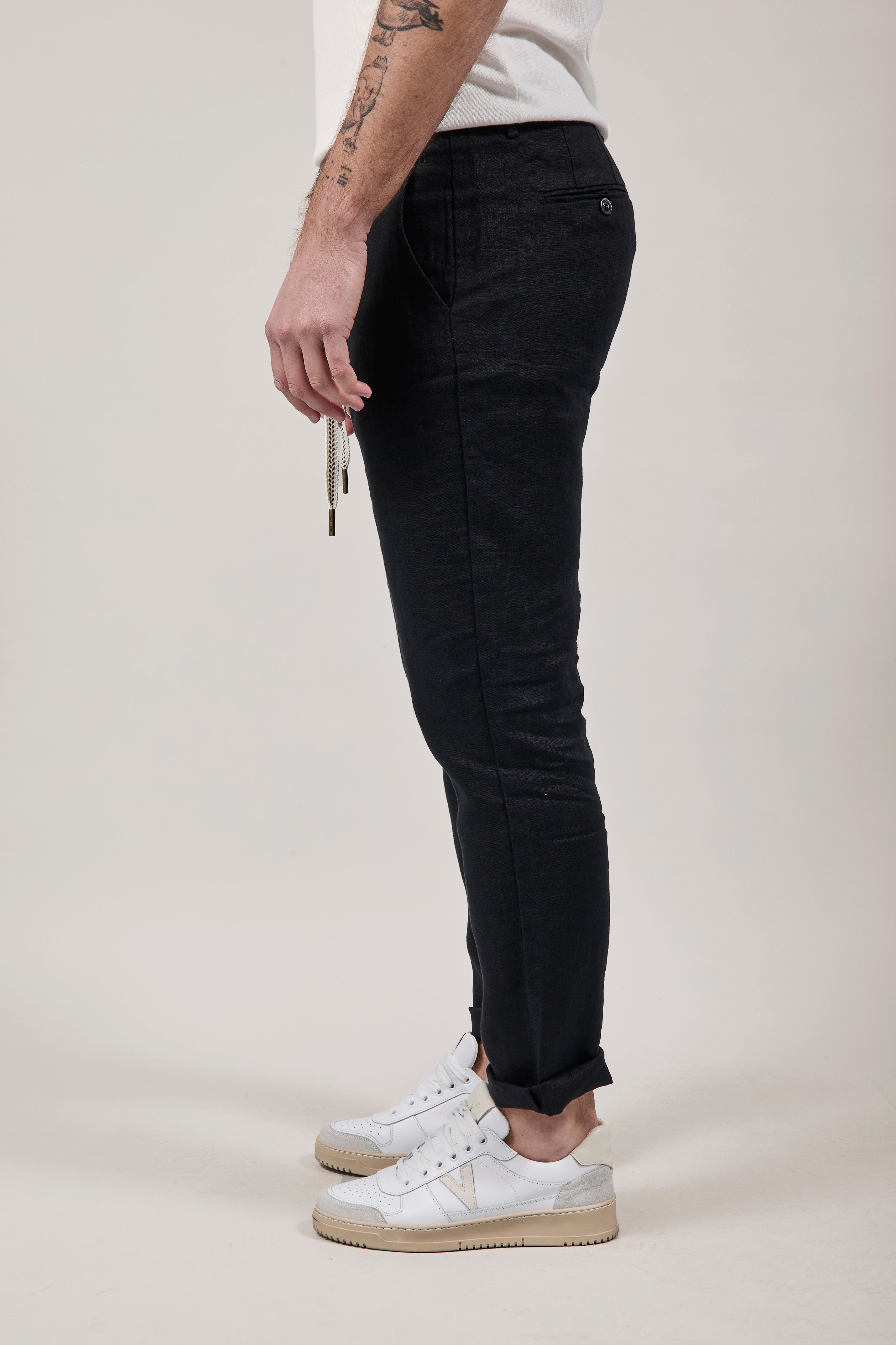 Pantalone Lino Gianni Lupo Michigan Nero