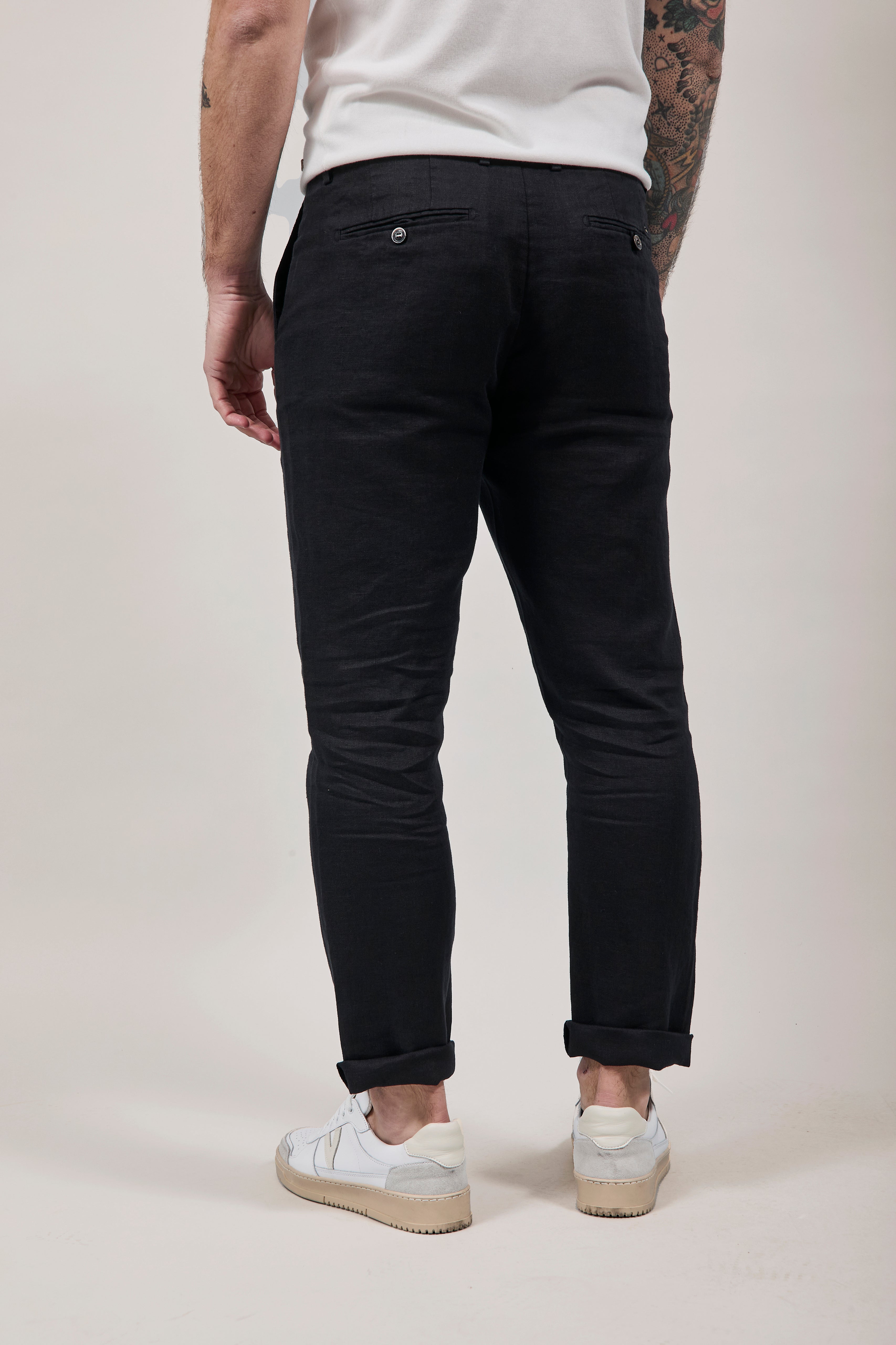Pantalone Lino Gianni Lupo Michigan Nero