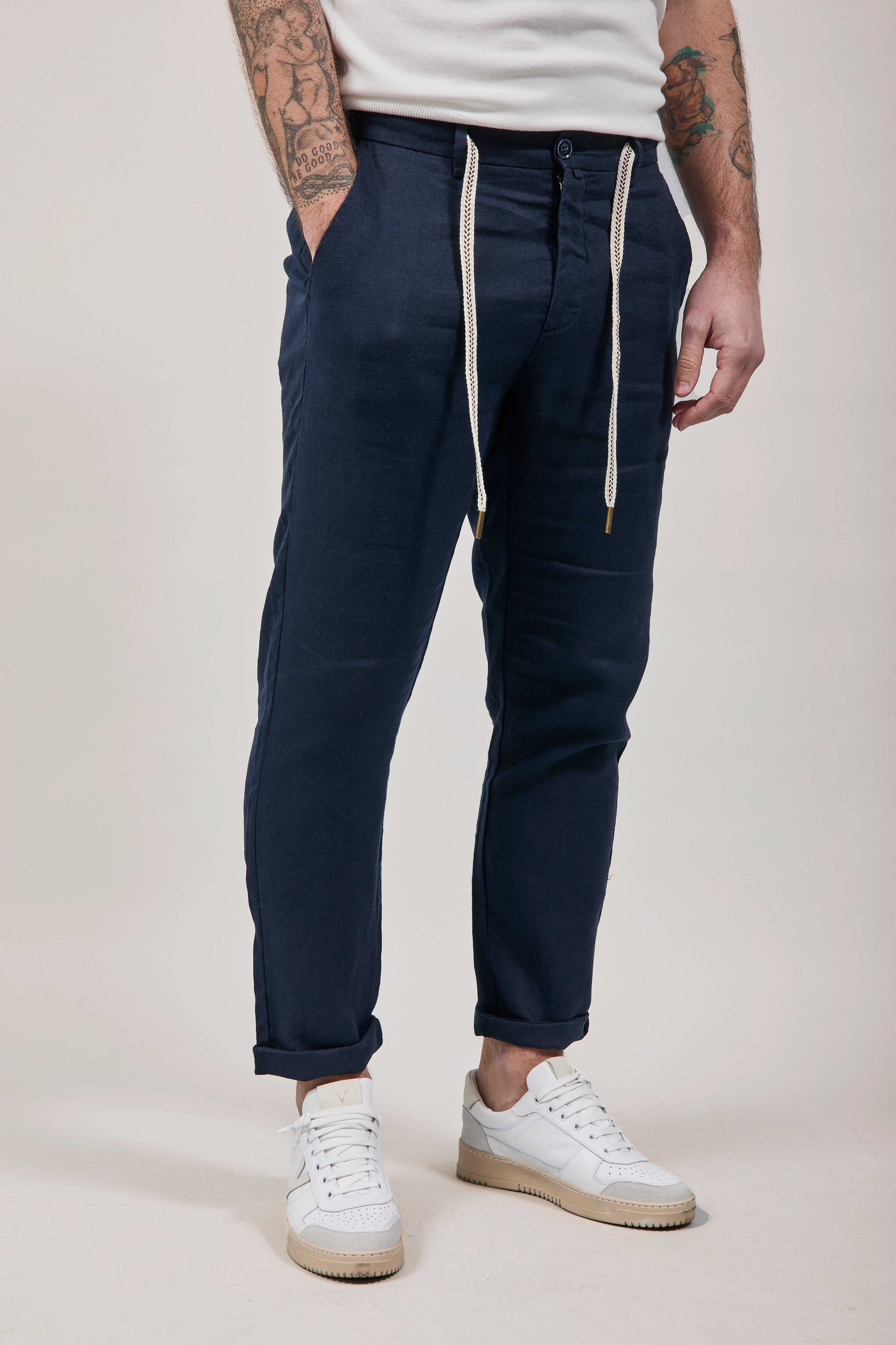 Pantalone Lino Gianni Lupo Michigan Navy