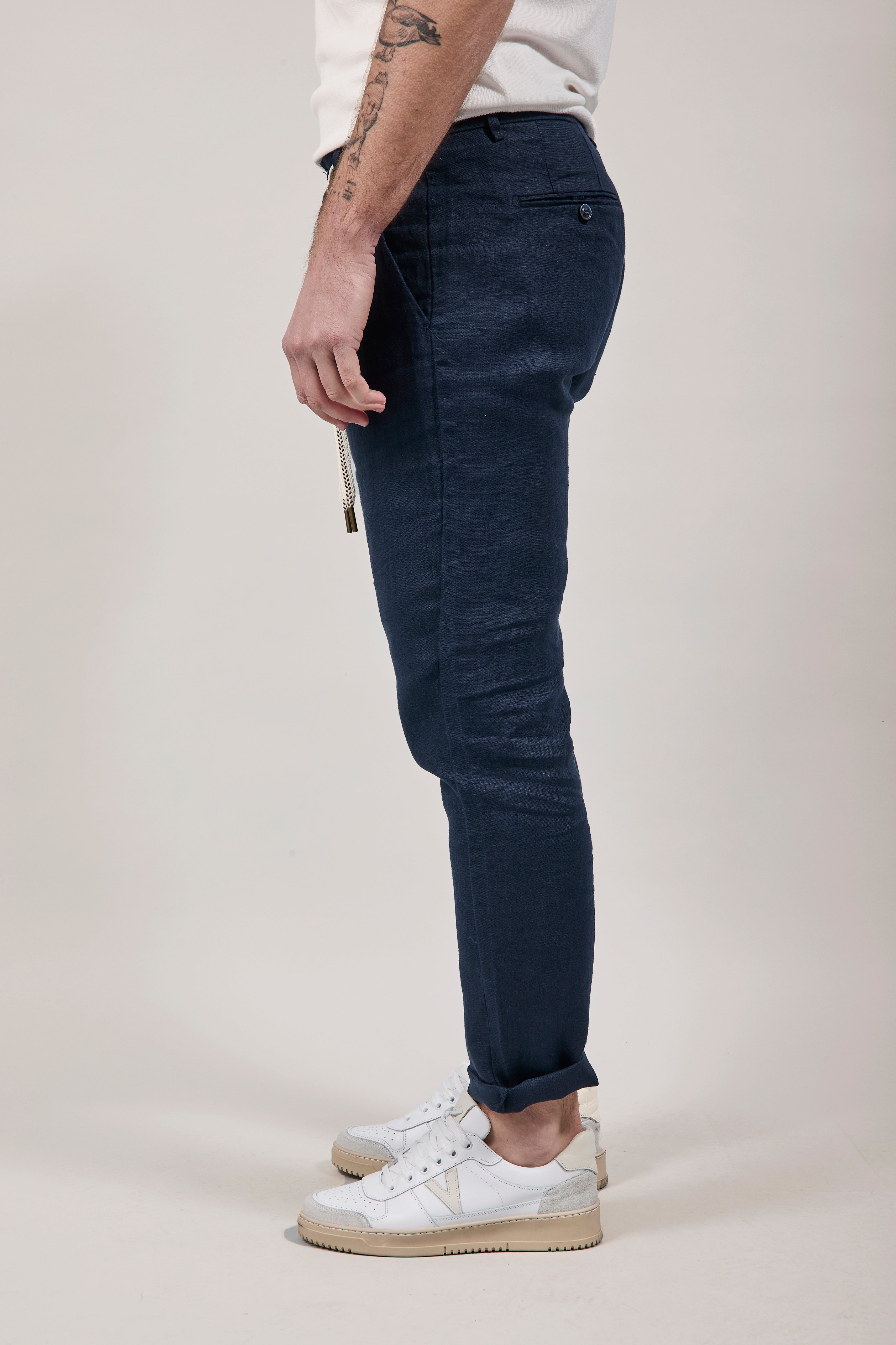 Pantalone Lino Gianni Lupo Michigan Navy