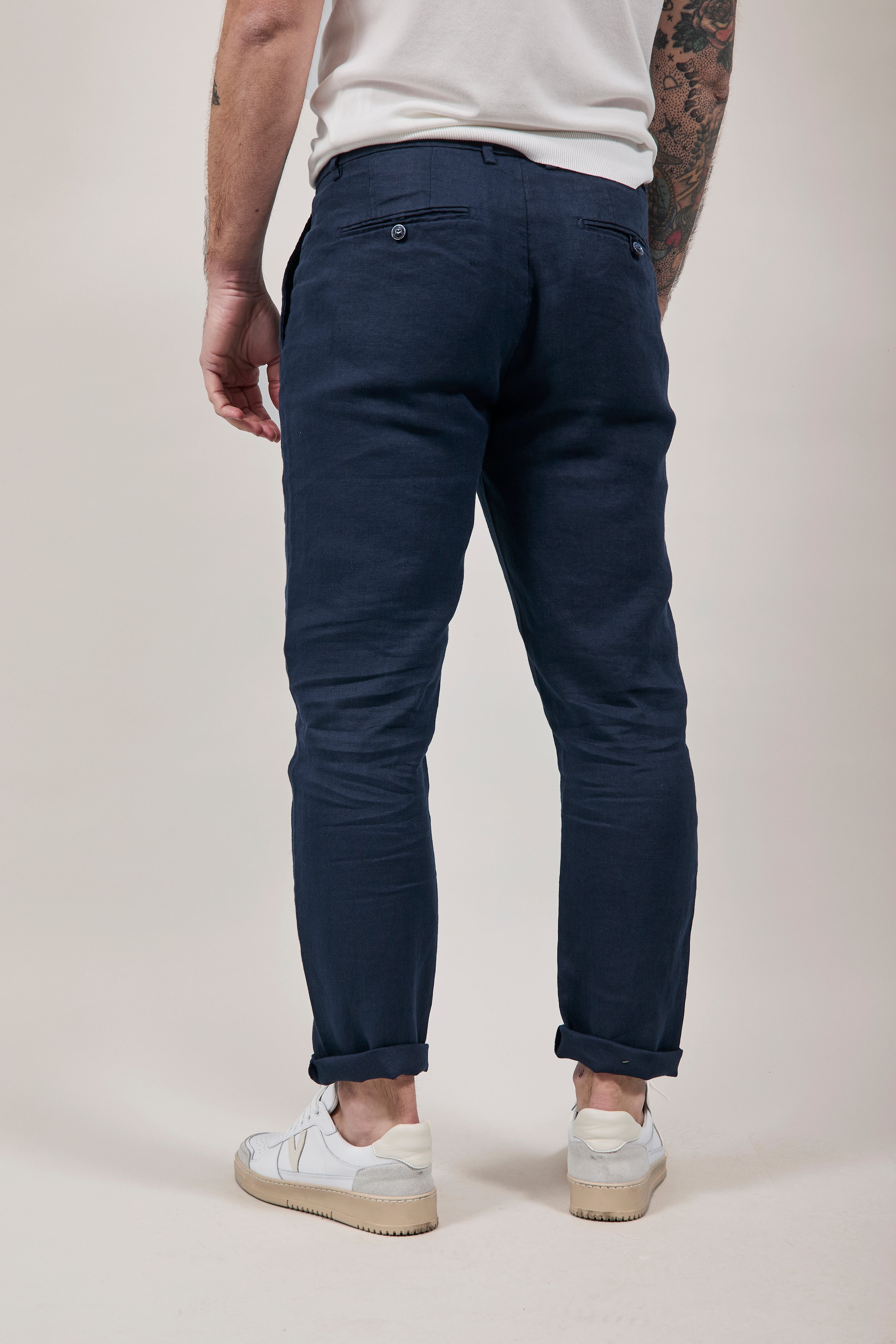 Pantalone Lino Gianni Lupo Michigan Navy