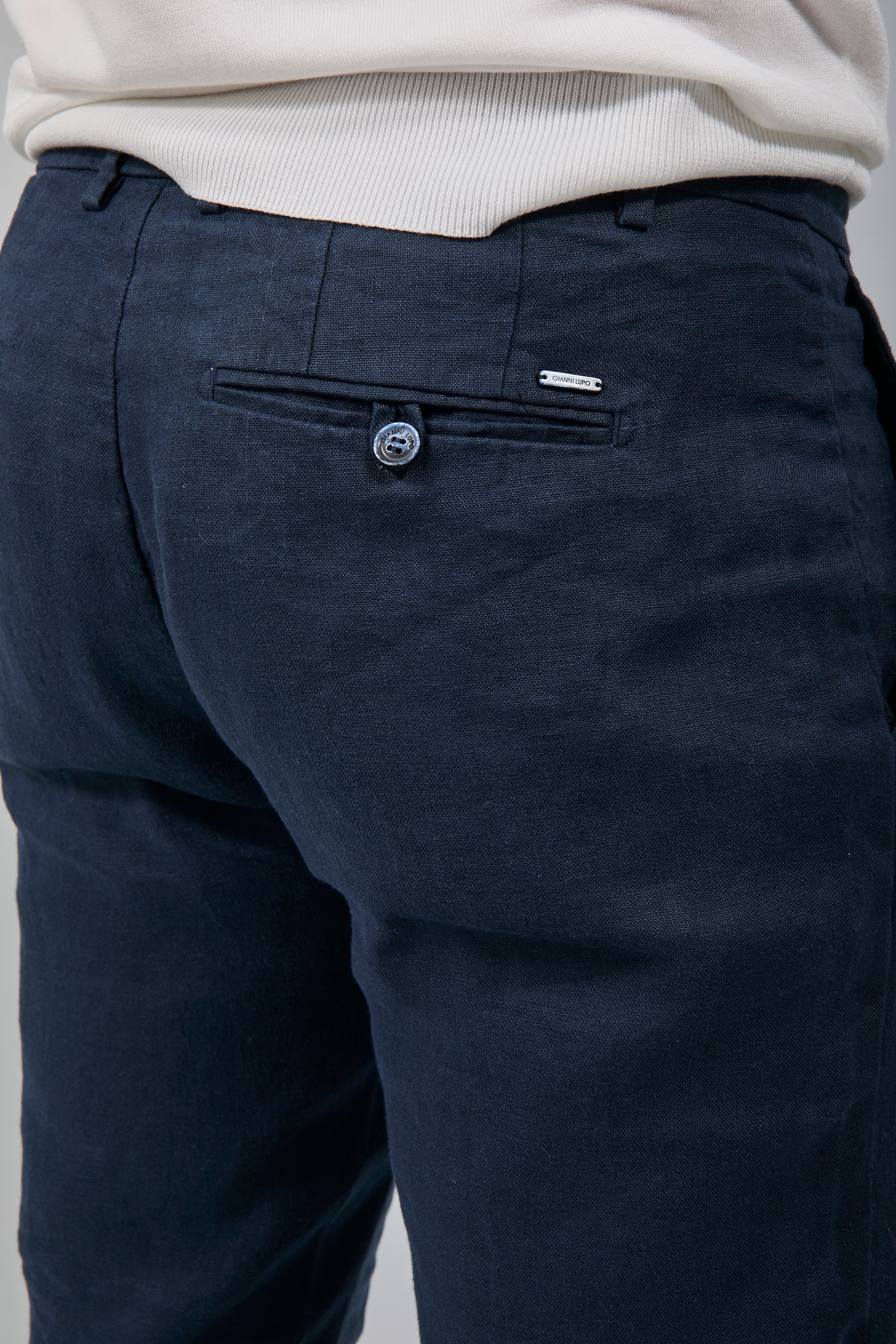 Pantalone Lino Gianni Lupo Michigan Navy