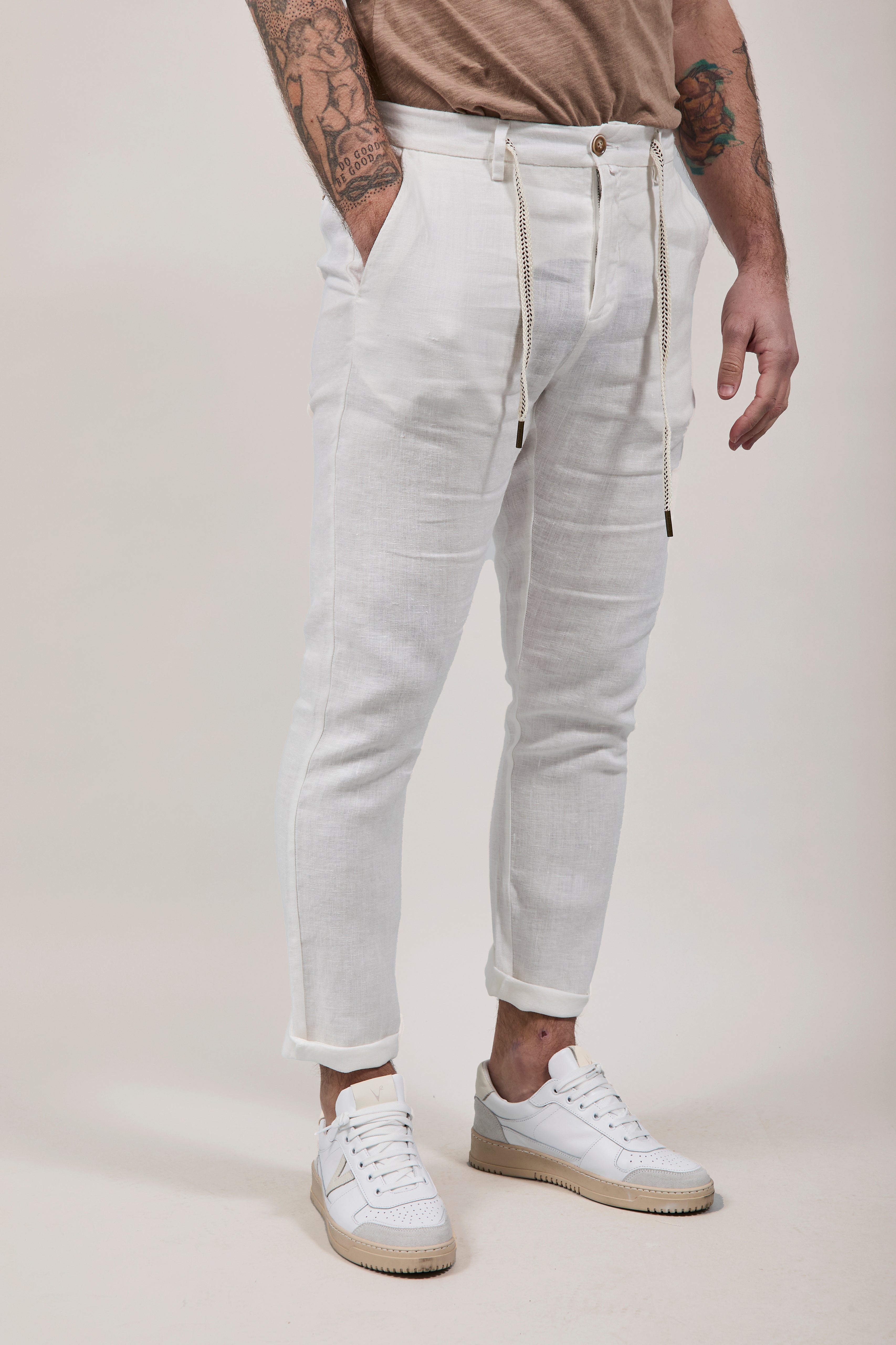 Pantalone Lino Gianni Lupo Michigan Bianco