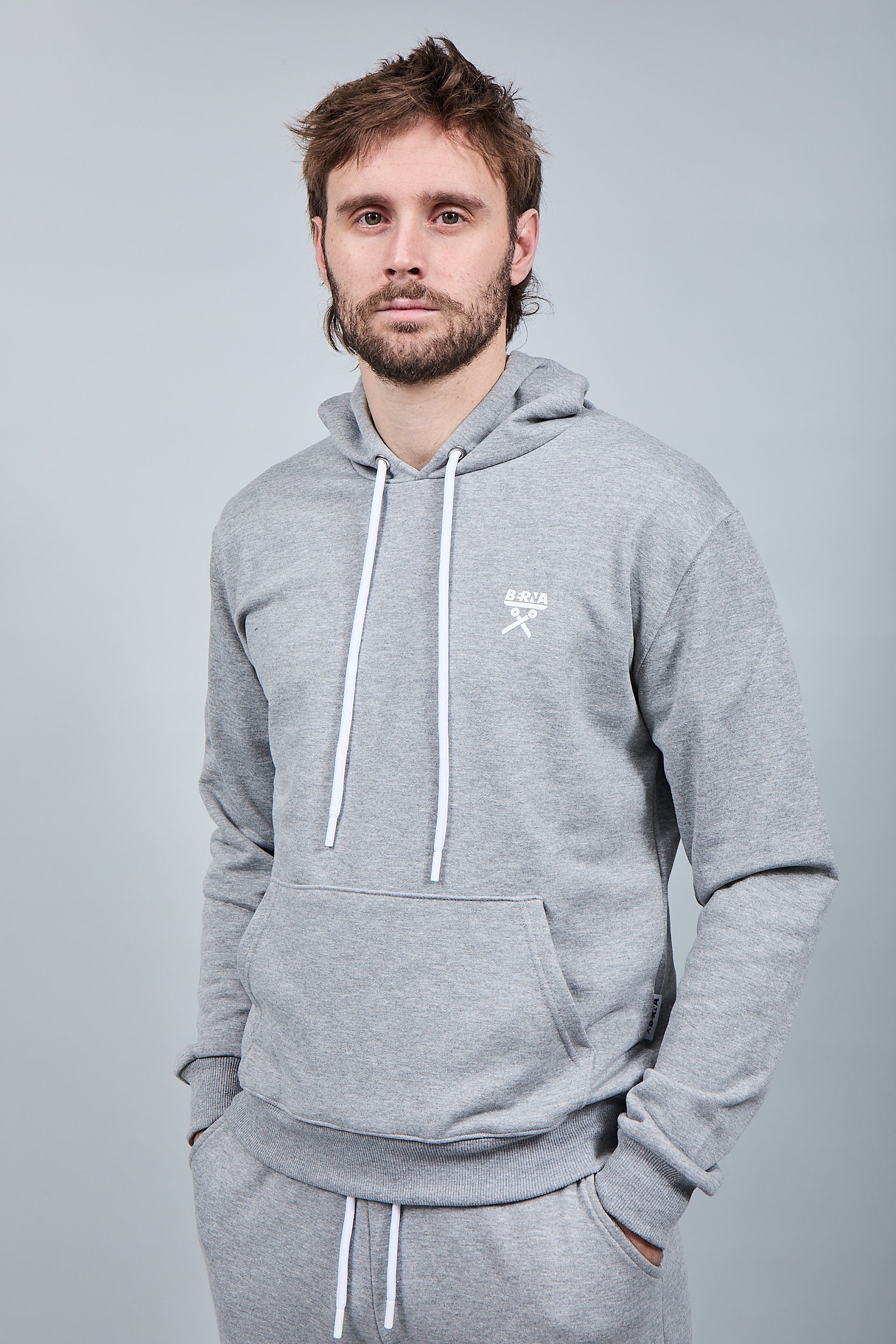 Felpa Berna Cappuccio Grigio Melange 52