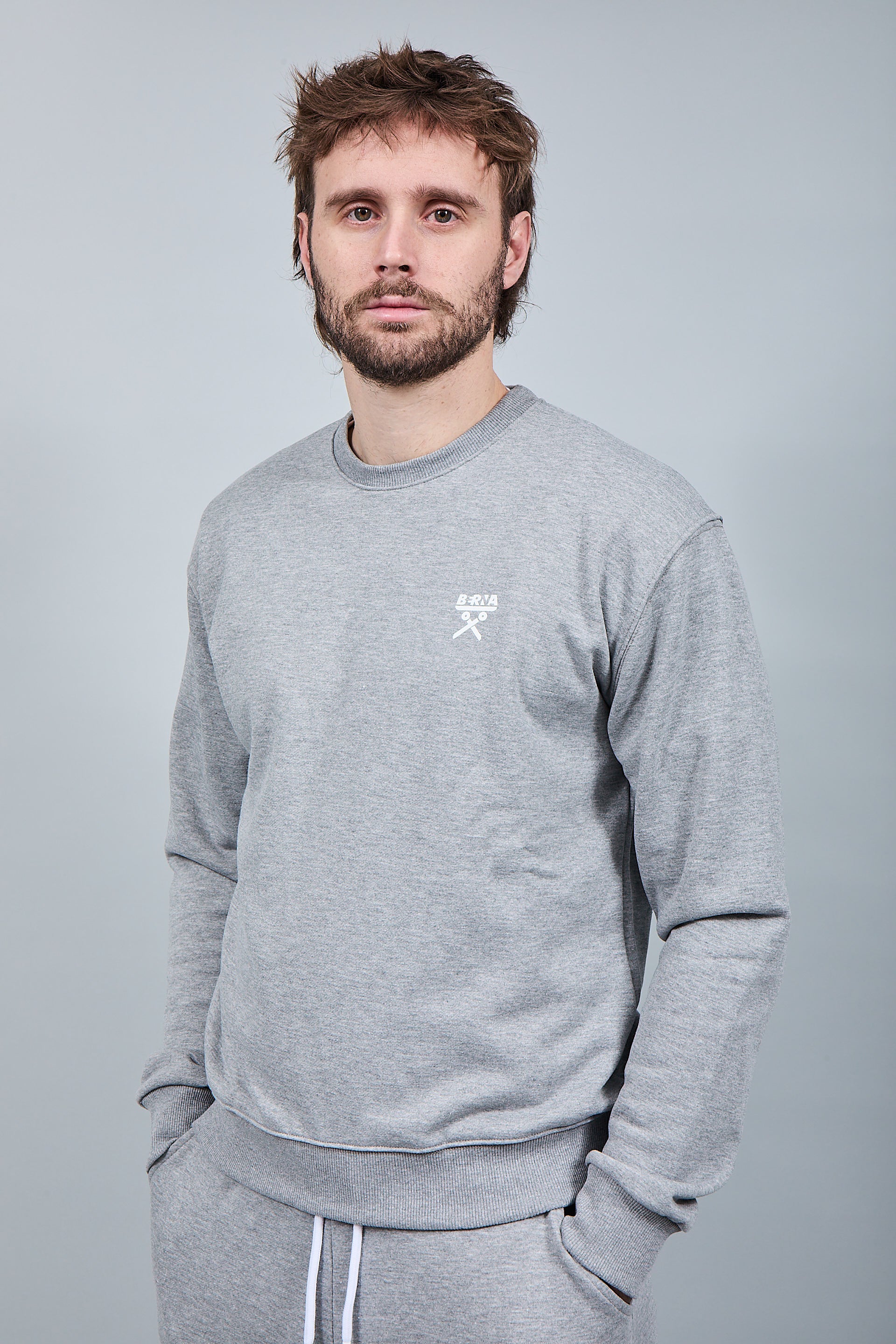 Felpa Berna Girocollo Grigio Melange 53