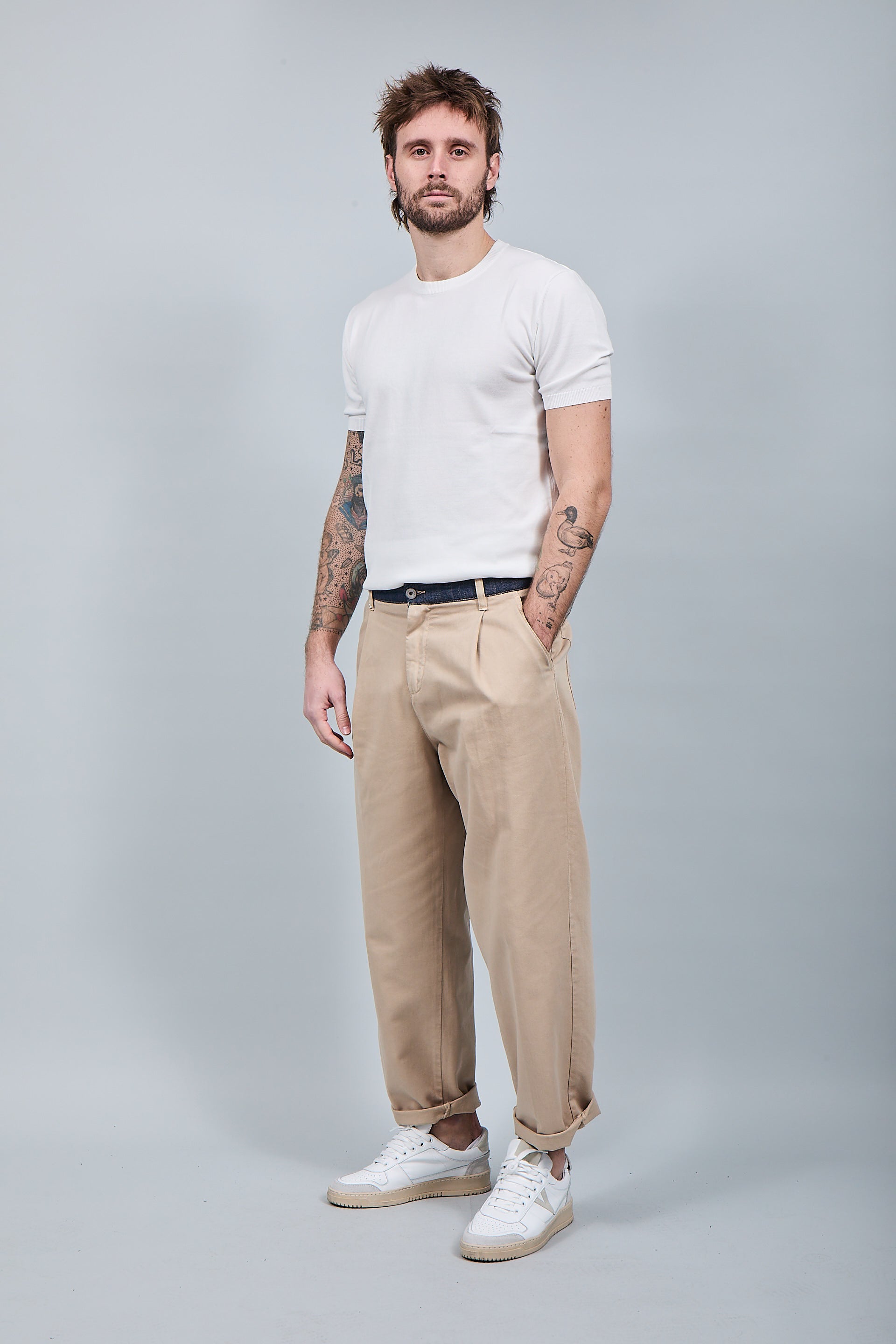 Pantalone cinta denim Berna Beige