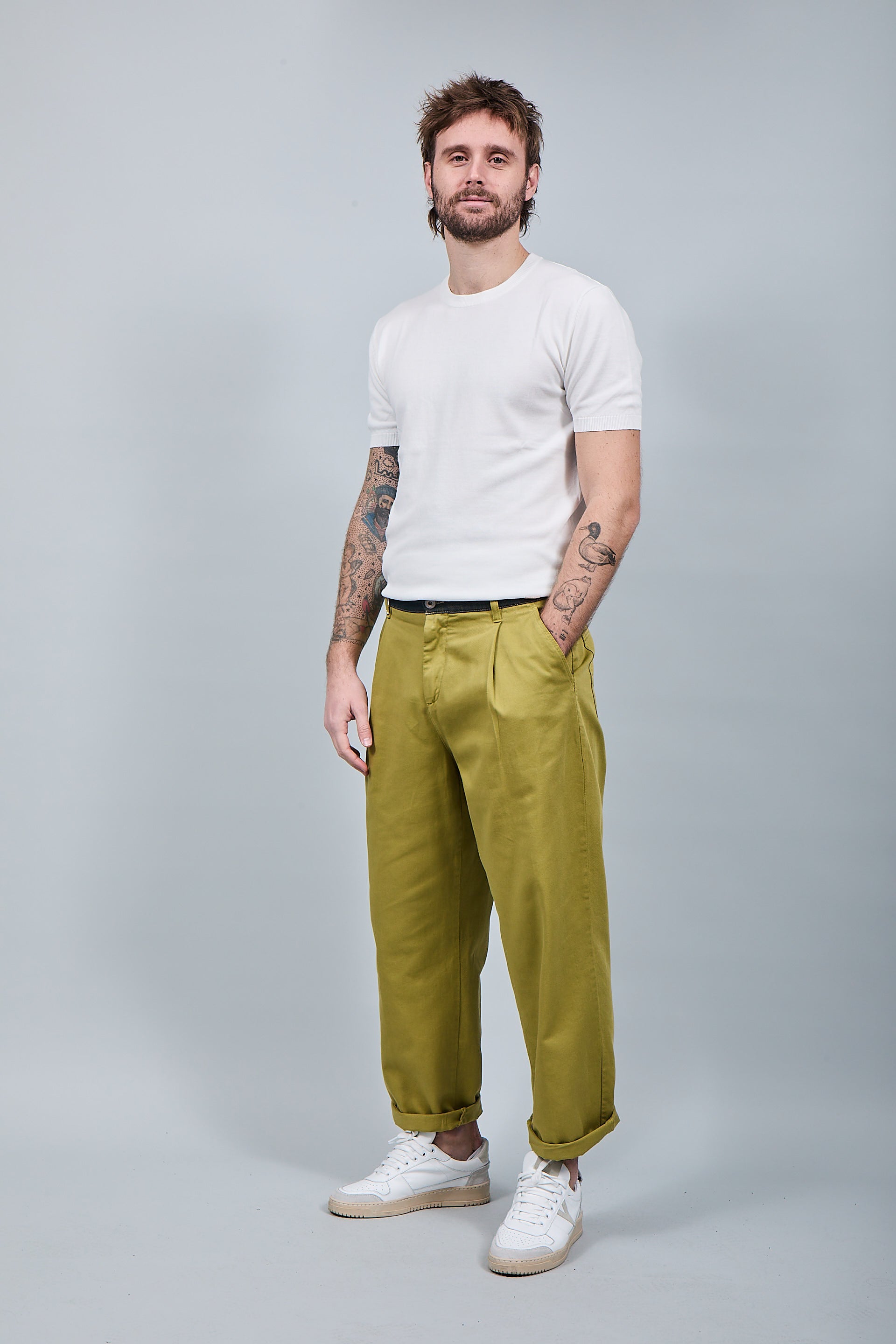 Pantalone cinta denim Berna Verde Chiaro